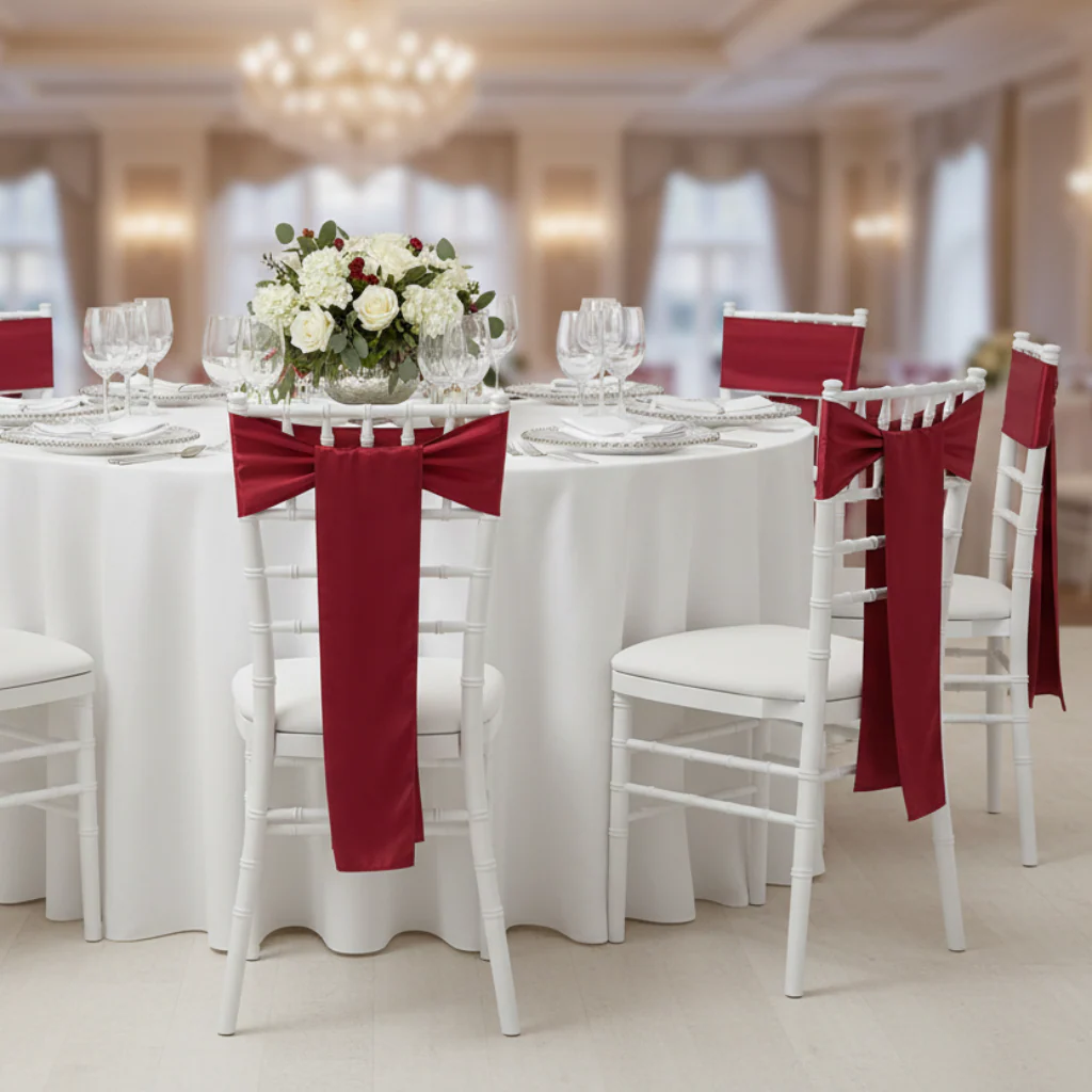 Standard Satin Chair Sash - Apple Red - Image 3