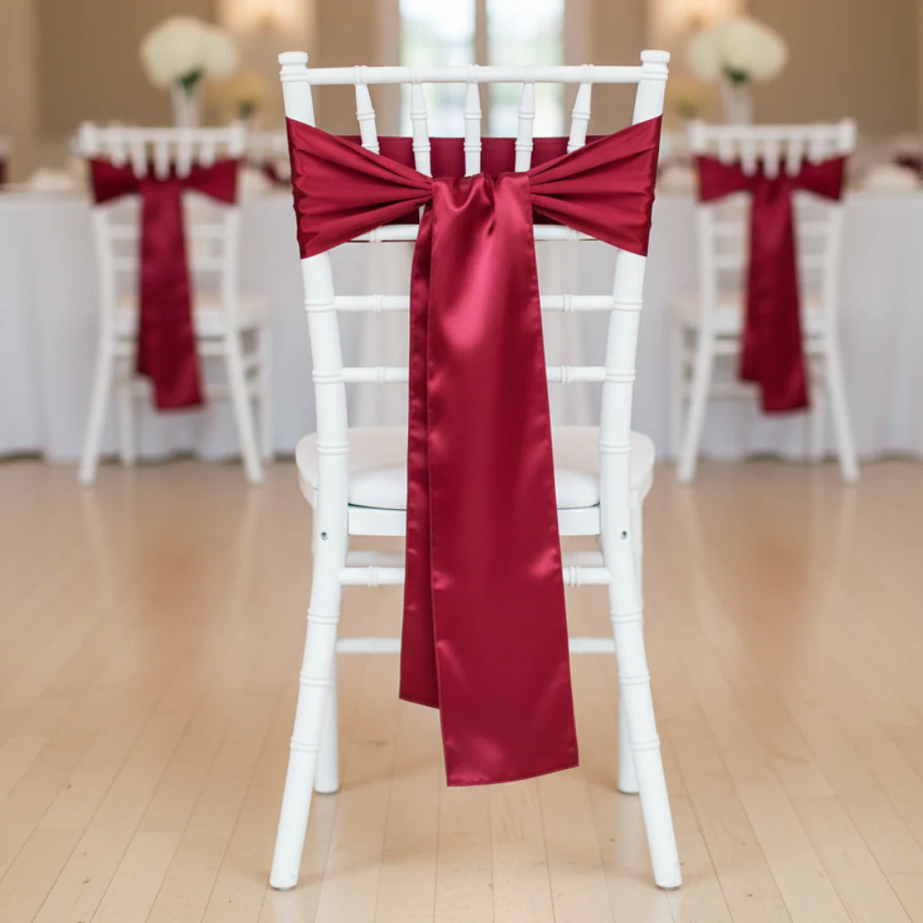Standard Satin Chair Sash - Apple Red - Image 4