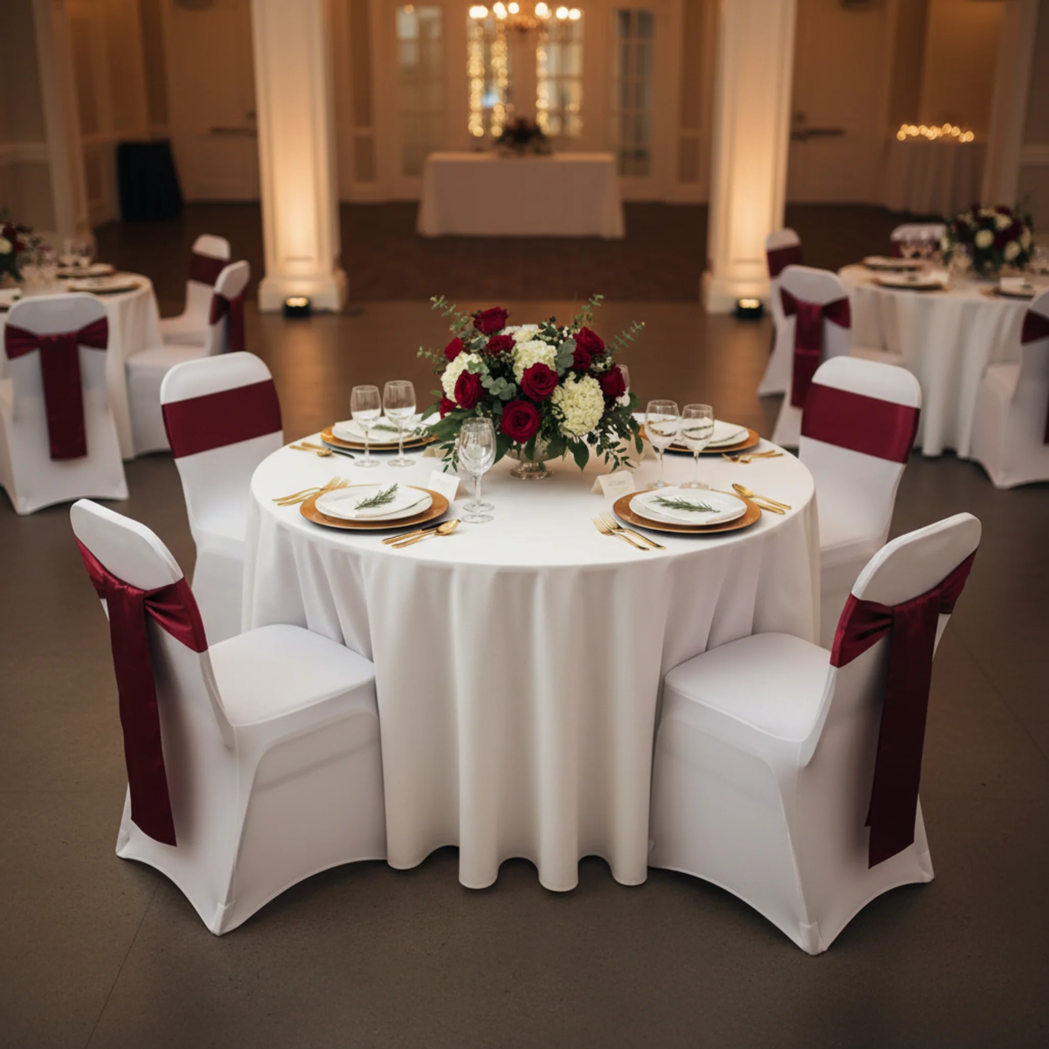 Standard Satin Chair Sash - Burgundy - Image 2