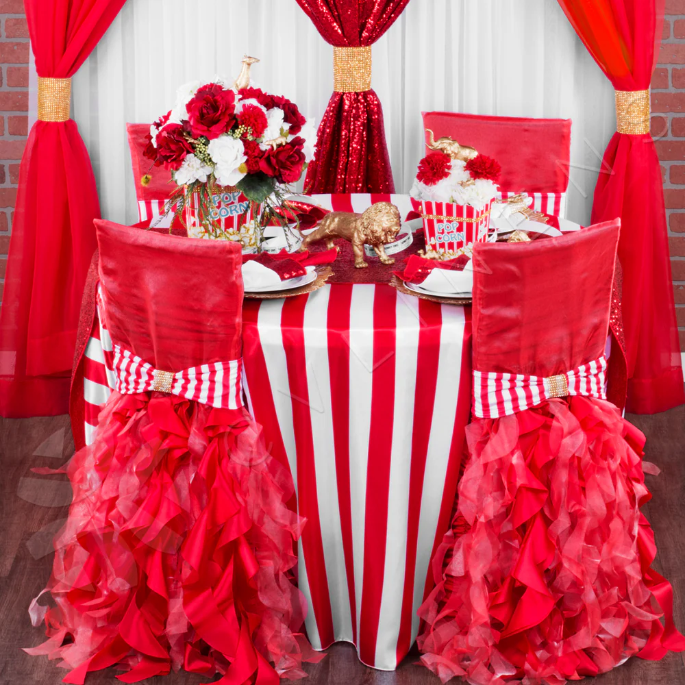 Stripe Spandex Chair Band - Red & White - Image 2