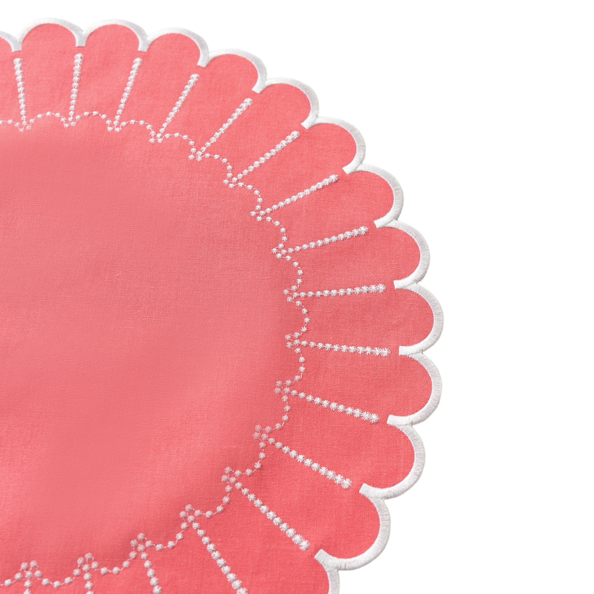4pc/set Sunburst Edge Placemats - Coral/White Trim - Image 5