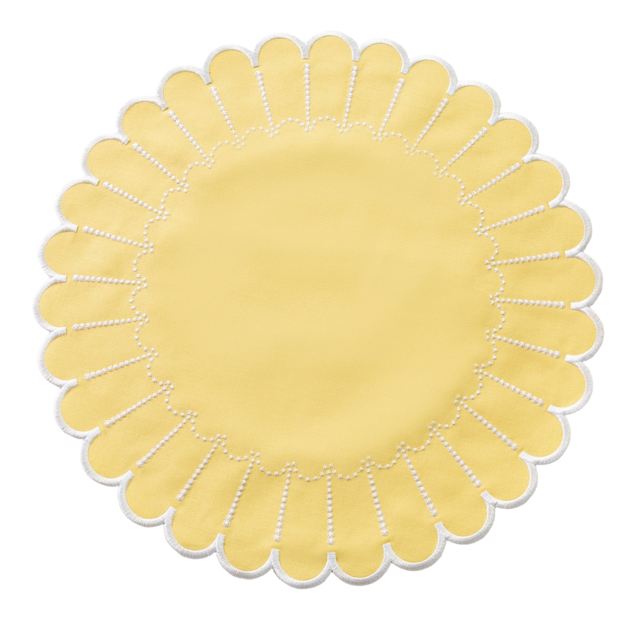 4pc/set Sunburst Edge Placemats - Pastel Yellow/White Trim