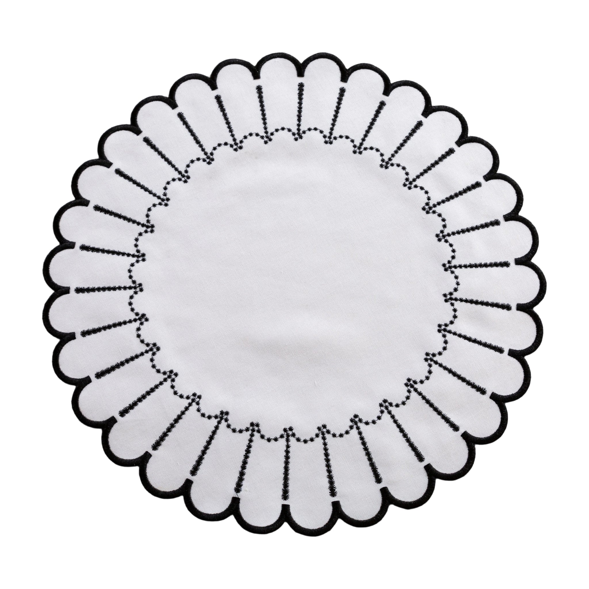4pc/set Sunburst Edge Placemats - White/Black Trim