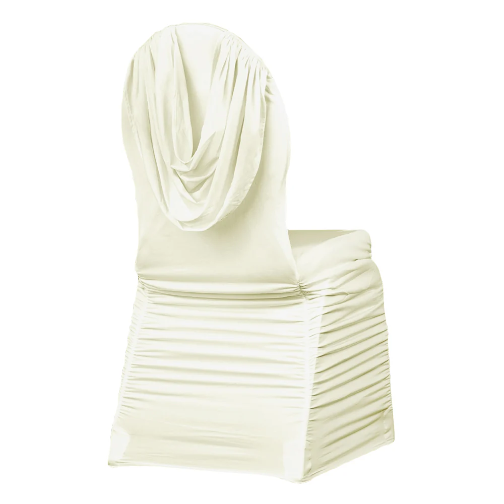 Swag Back Ruched Spandex Banquet Chair Cover - Ivory