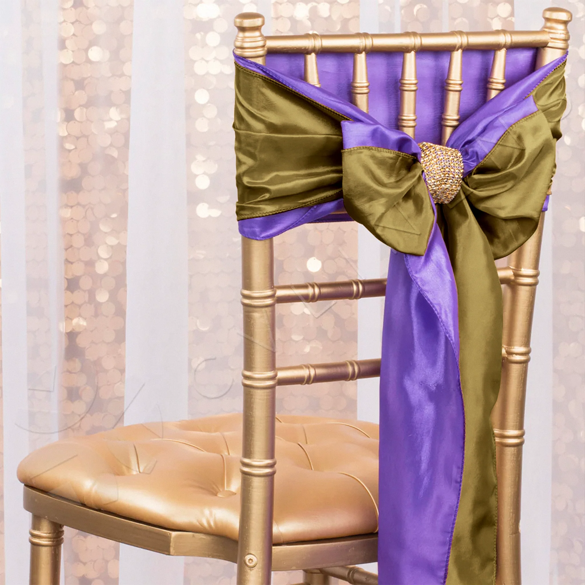 Taffeta Chair Sash/Tie - Gold - Image 2