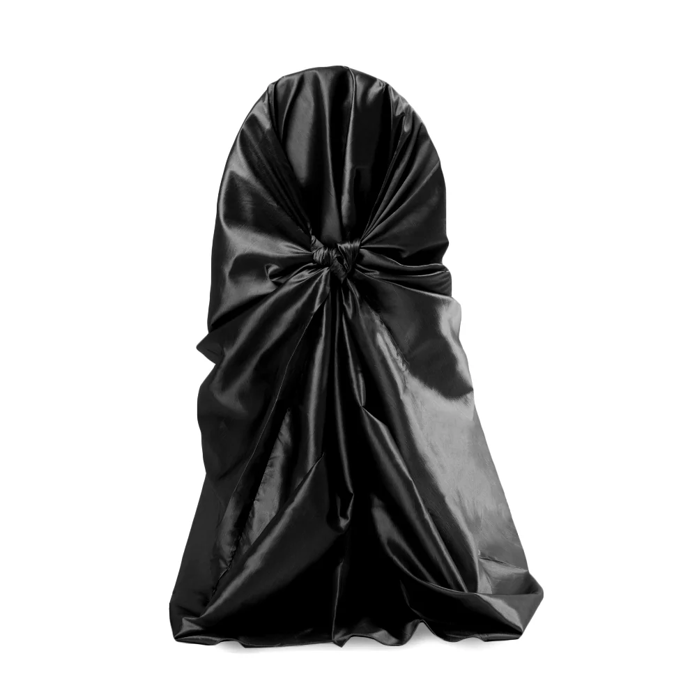 Taffeta Universal Self Tie Chair Cover - Black - Image 2