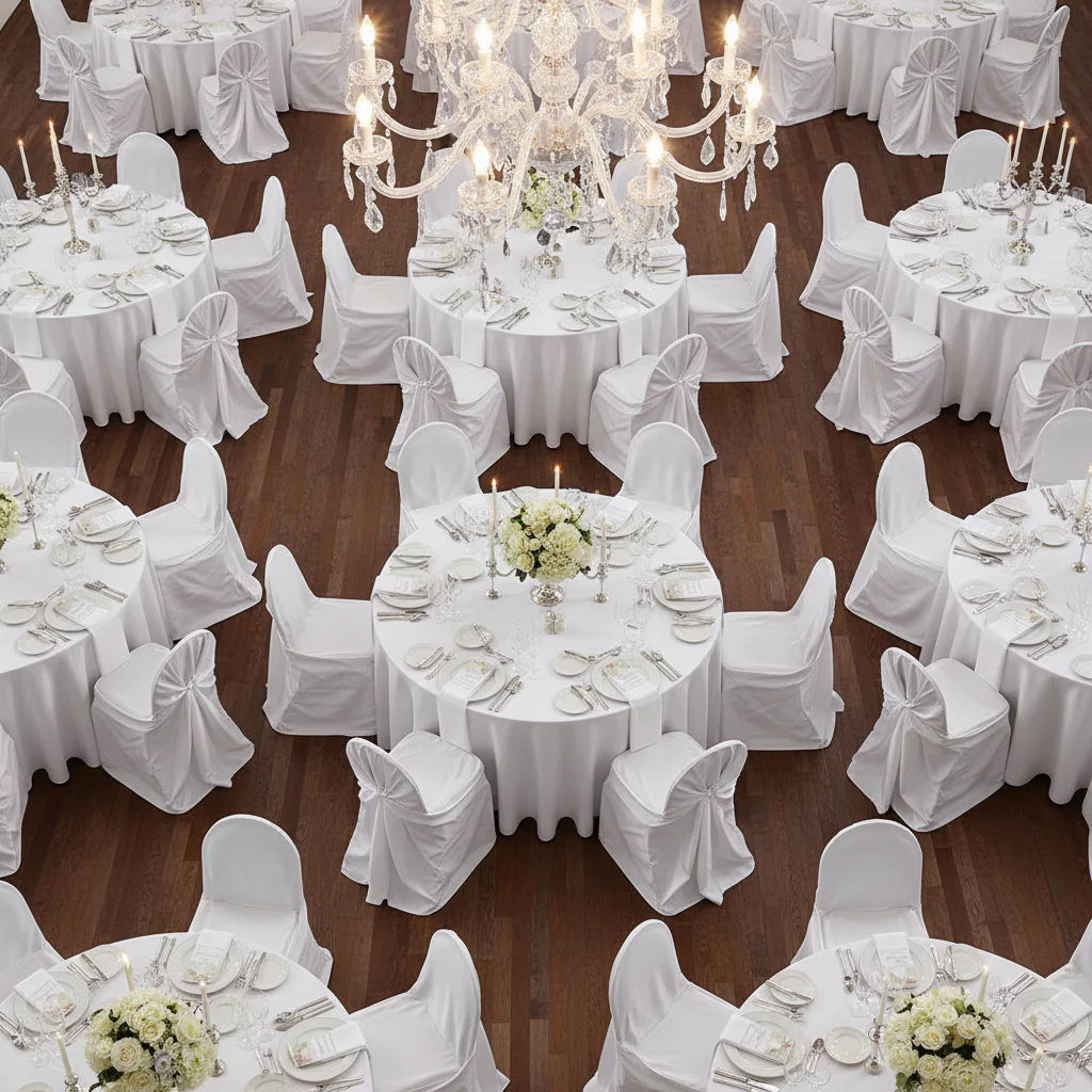 Taffeta Universal Self Tie Chair Cover - White - Image 4