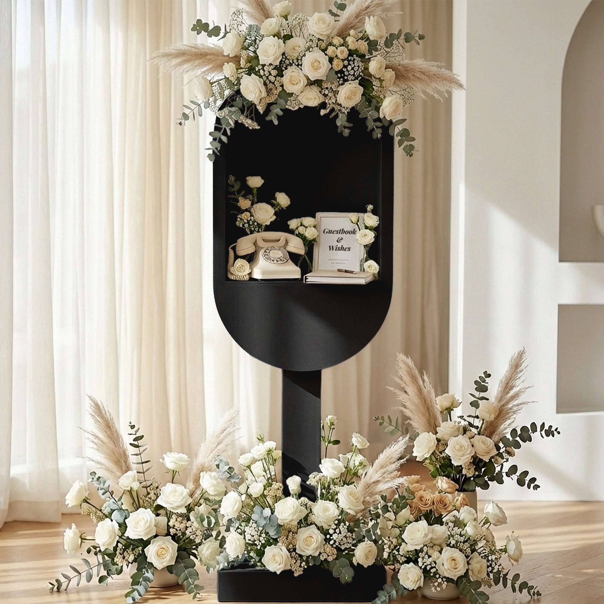 Telephone/Guestbook Booth Prop Display Stand - Black