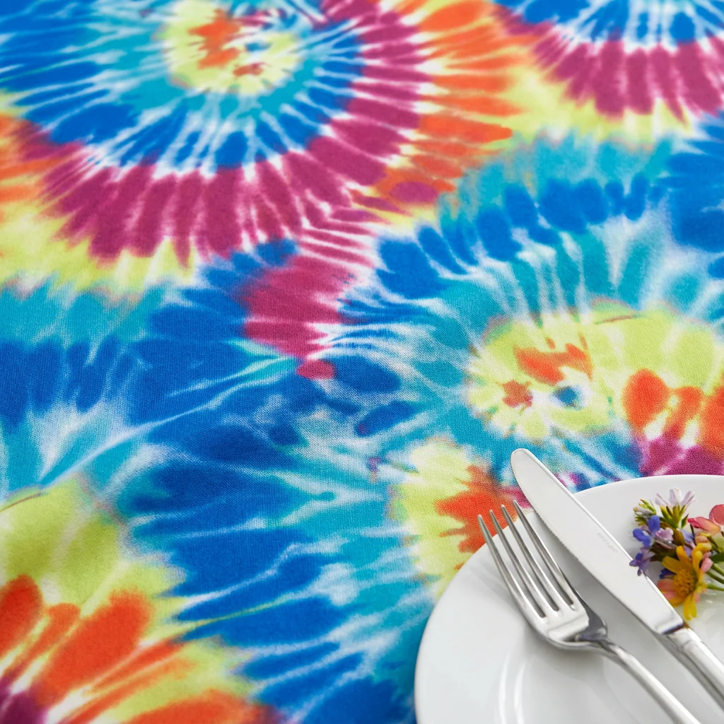 Tie-Dye Polyester 108" Round Tablecloth - Image 4