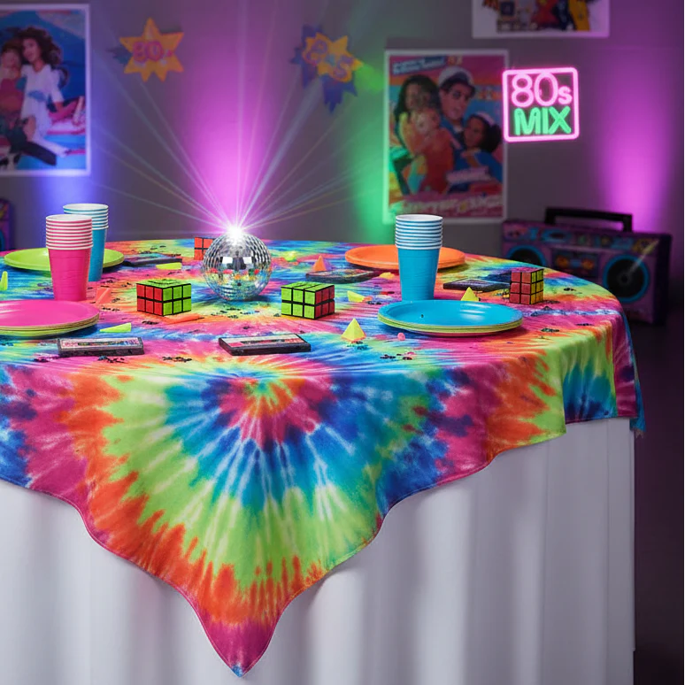 Tie-Dye Polyester 72"x72" Tablecloth