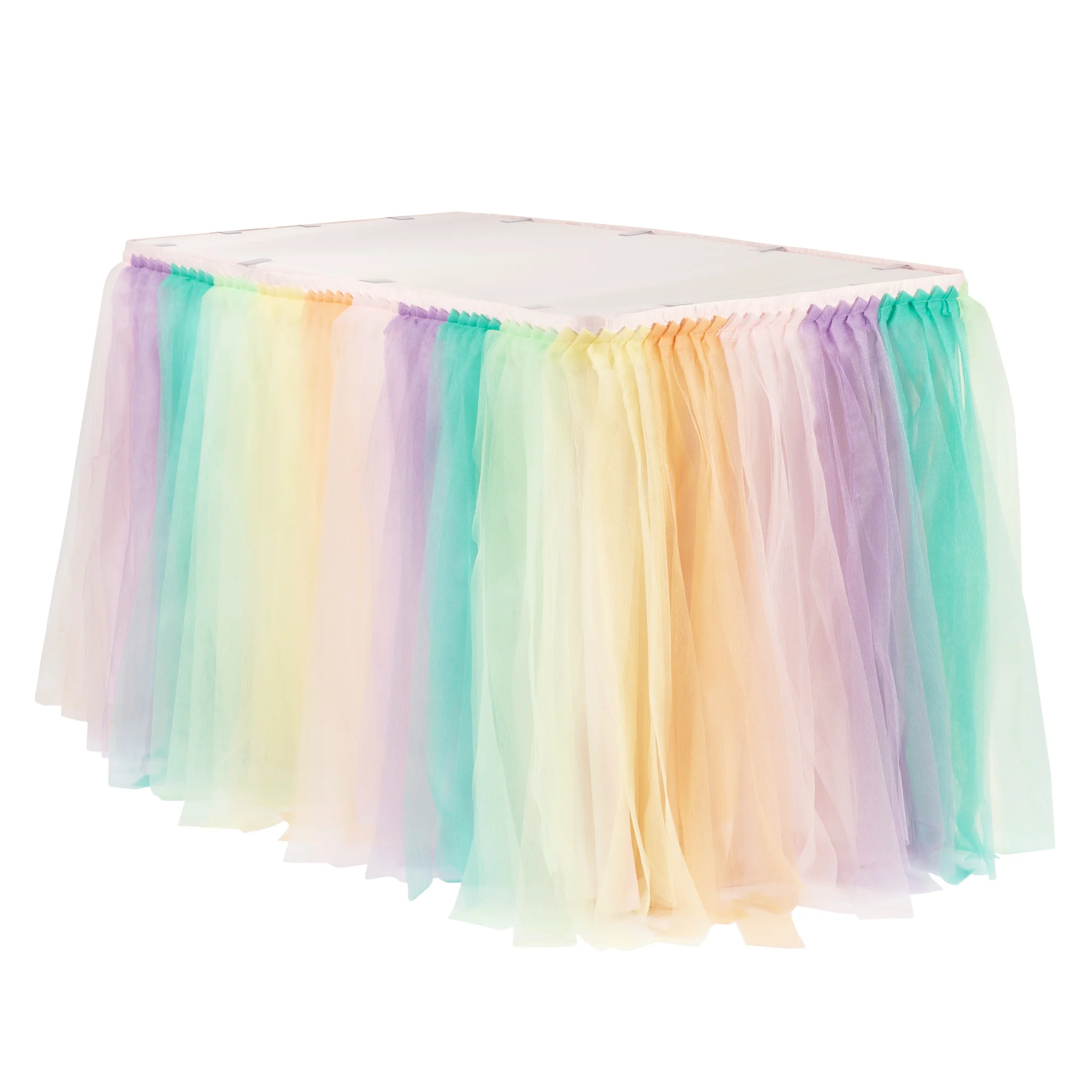 Tulle Tutu 17ft Table Skirt - Pastel Rainbow - Image 2