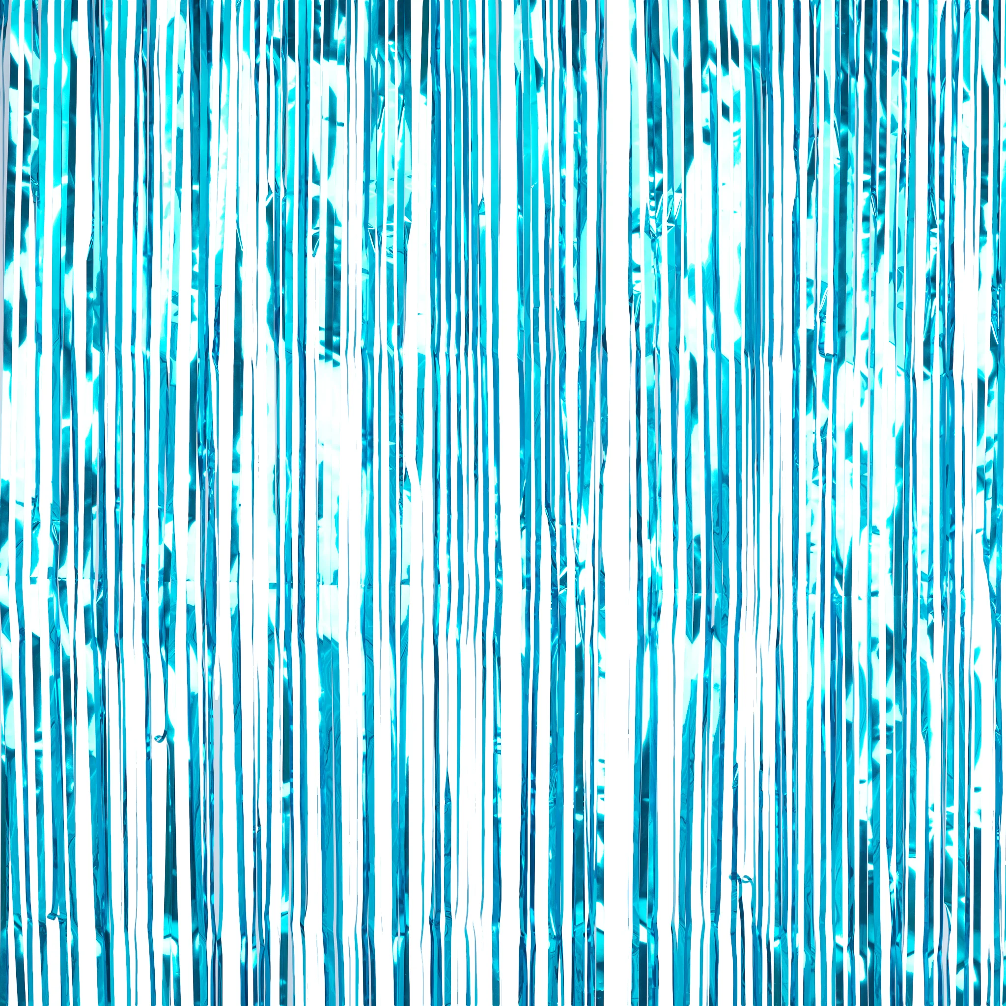 Turquoise Metallic Foil Fringe Backdrop Curtain 6.5 ft - Image 3