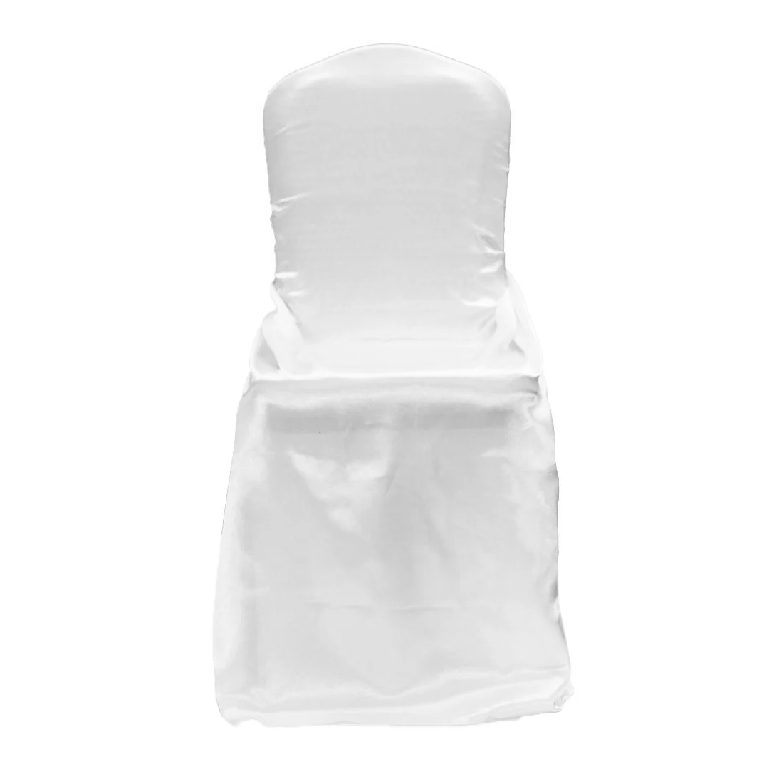 Universal Satin Self Tie Chair Cover - White - Image 3