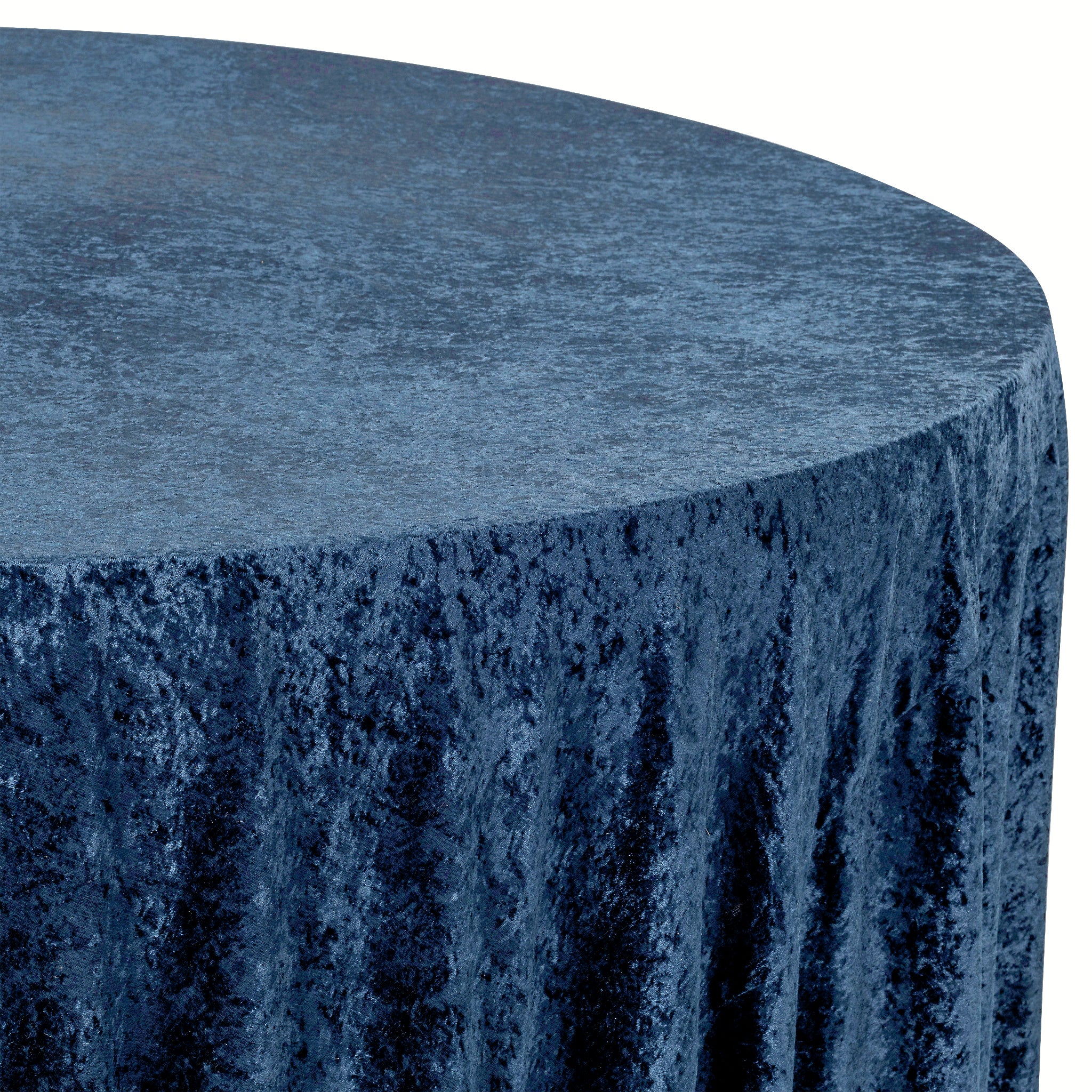 Velvet 108" Round Tablecloth - Navy Blue - Image 2