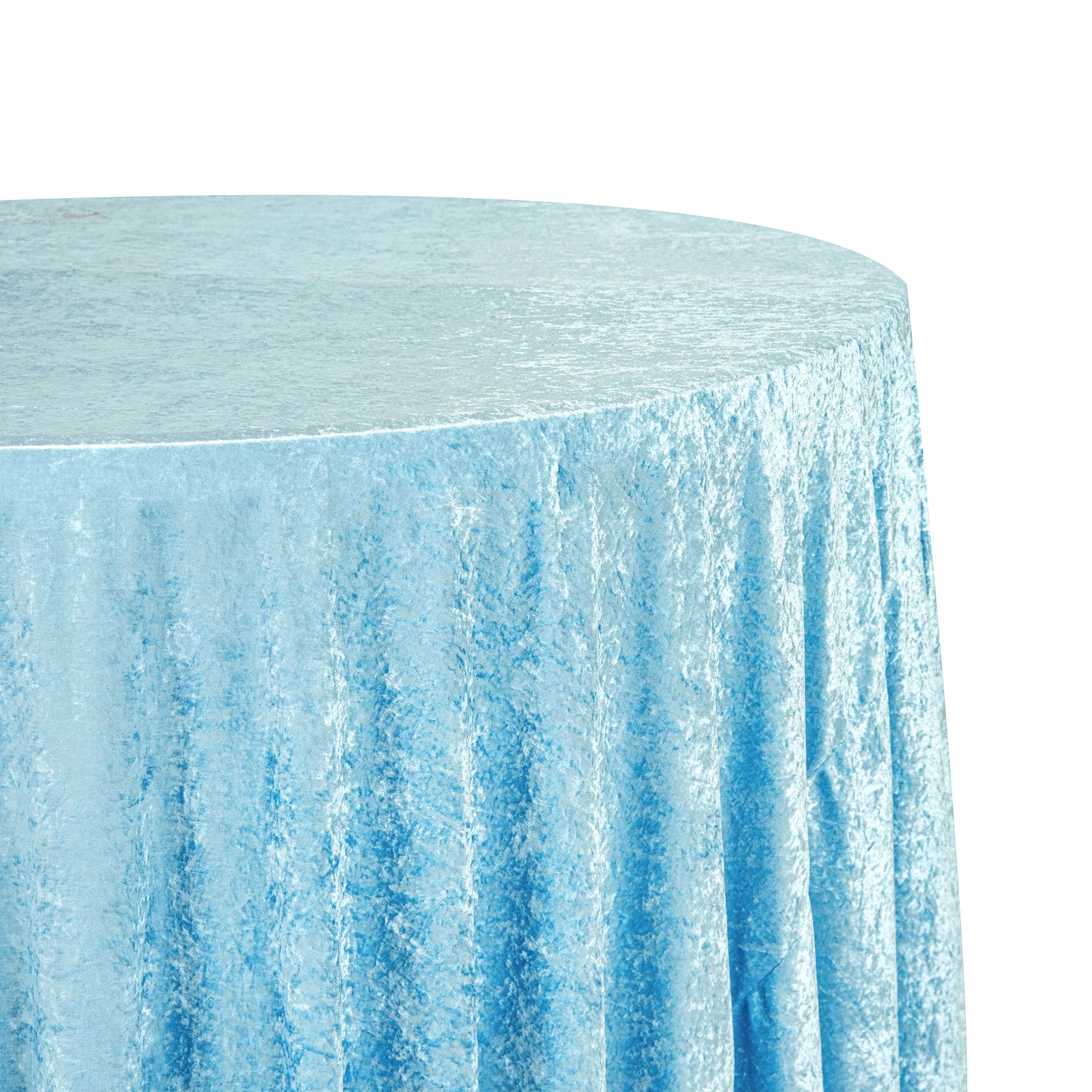 Velvet 108" Round Tablecloth - Baby Blue - Image 2