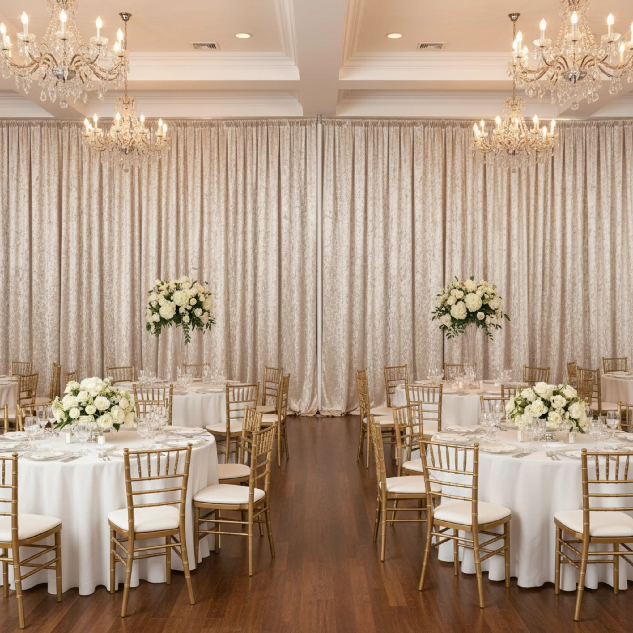 Velvet 10ft H x 52" W Drape/Backdrop Curtain Panel - Beige - Image 3