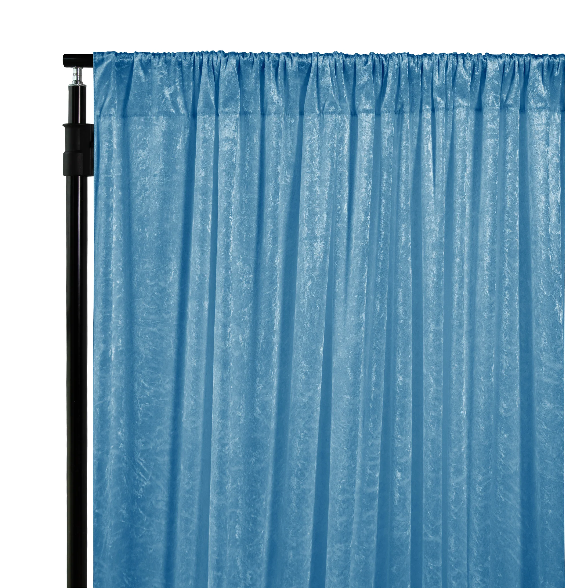 Velvet 10ft H x 52" W Drape/Backdrop Curtain Panel - Steele Blue