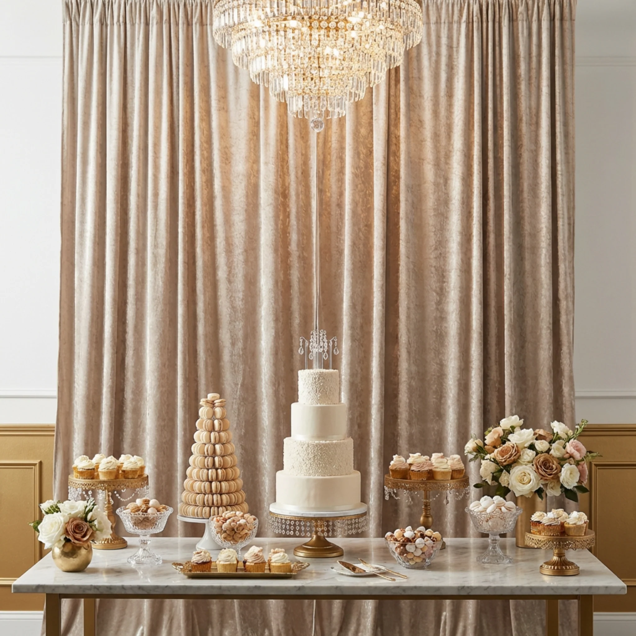 Velvet 10ft H x 52" W Drape/Backdrop Curtain Panel - Taupe - Image 2