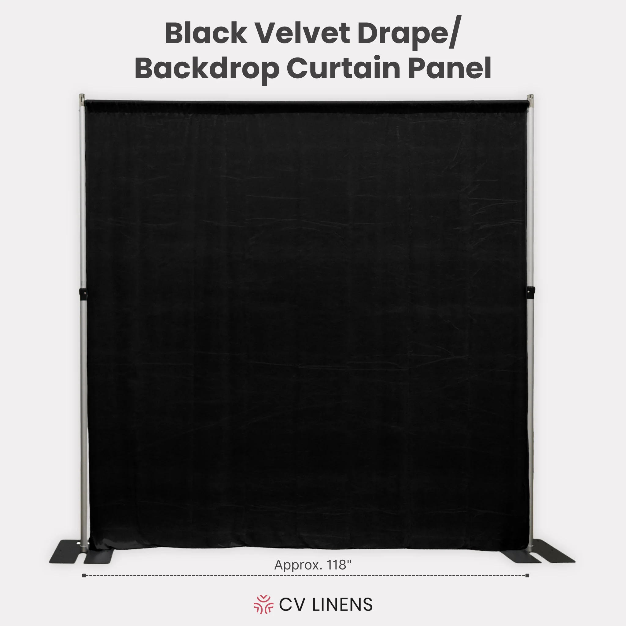 Velvet 10ft H x 118" W Drape/Backdrop Curtain Panel - Black - Image 2