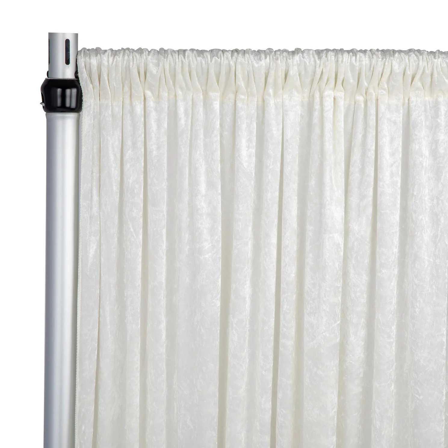 Velvet 10ft H x 118" W Drape/Backdrop Curtain Panel - Ivory
