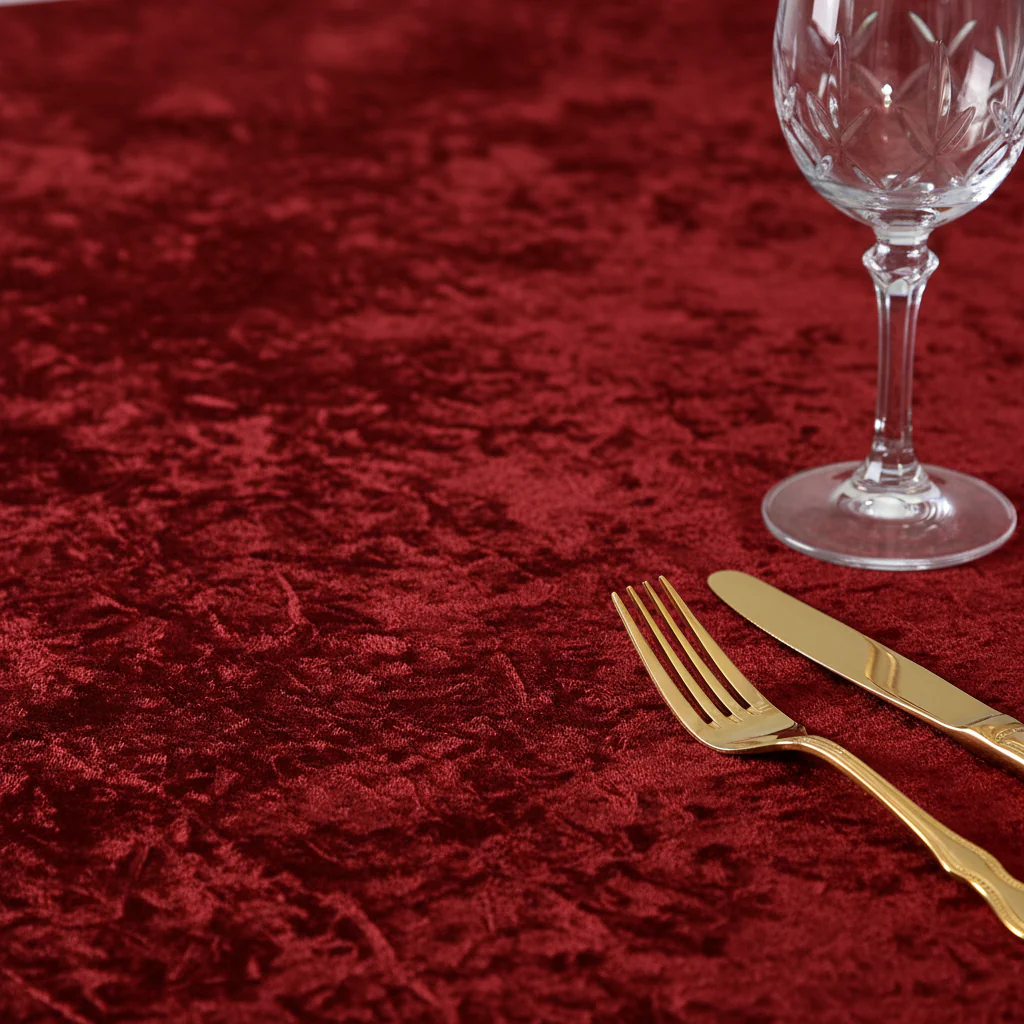 Velvet 120" Round Tablecloth - Apple Red - Image 6