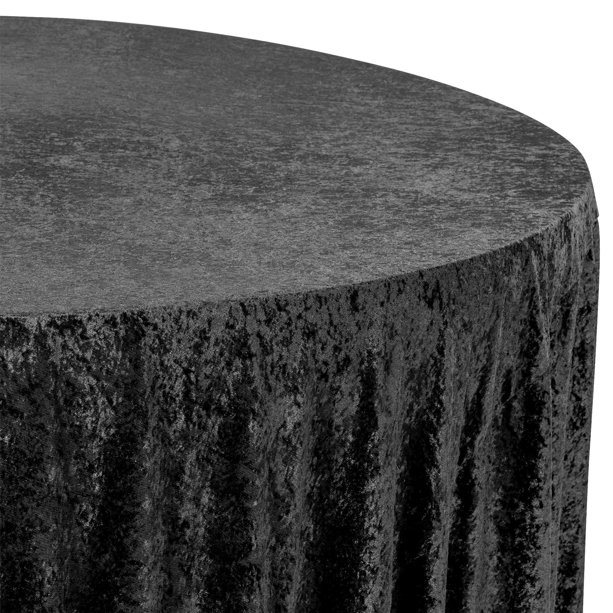 Velvet 120" Round Tablecloth - Black - Image 2