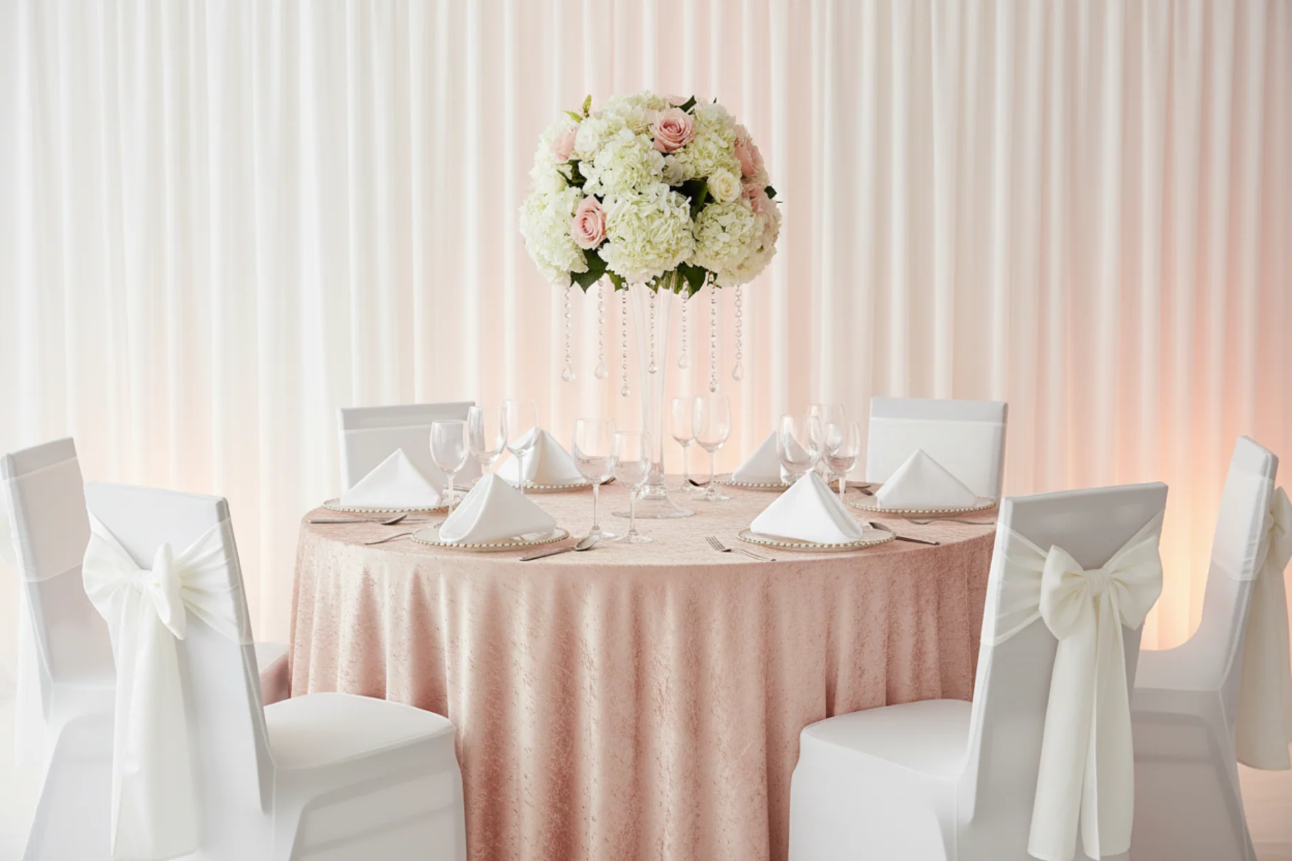 Velvet 120" Round Tablecloth - Blush/Rose Gold - Image 5