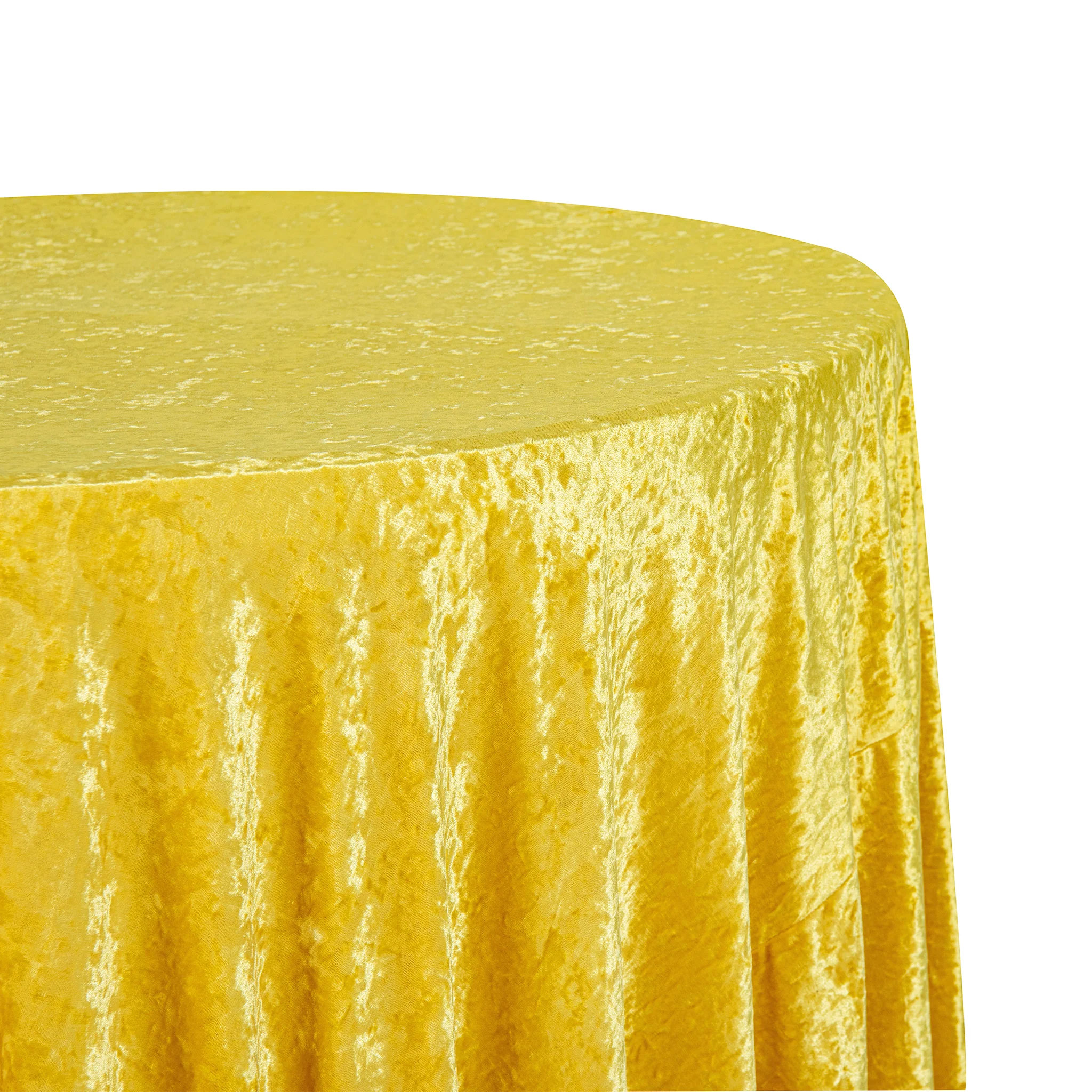 Velvet 120" Round Tablecloth - Canary Yellow - Image 5