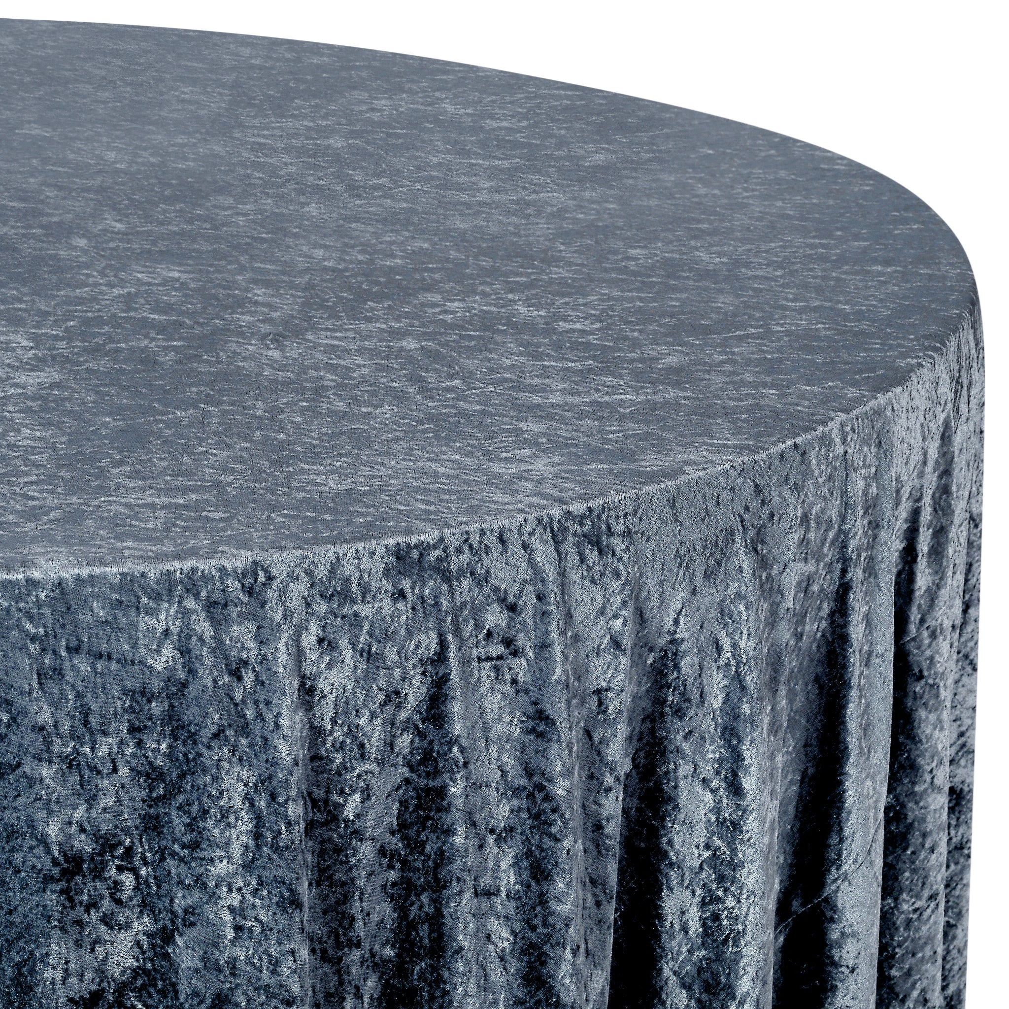 Velvet 120" Round Tablecloth - Dark Slate Blue - Image 4