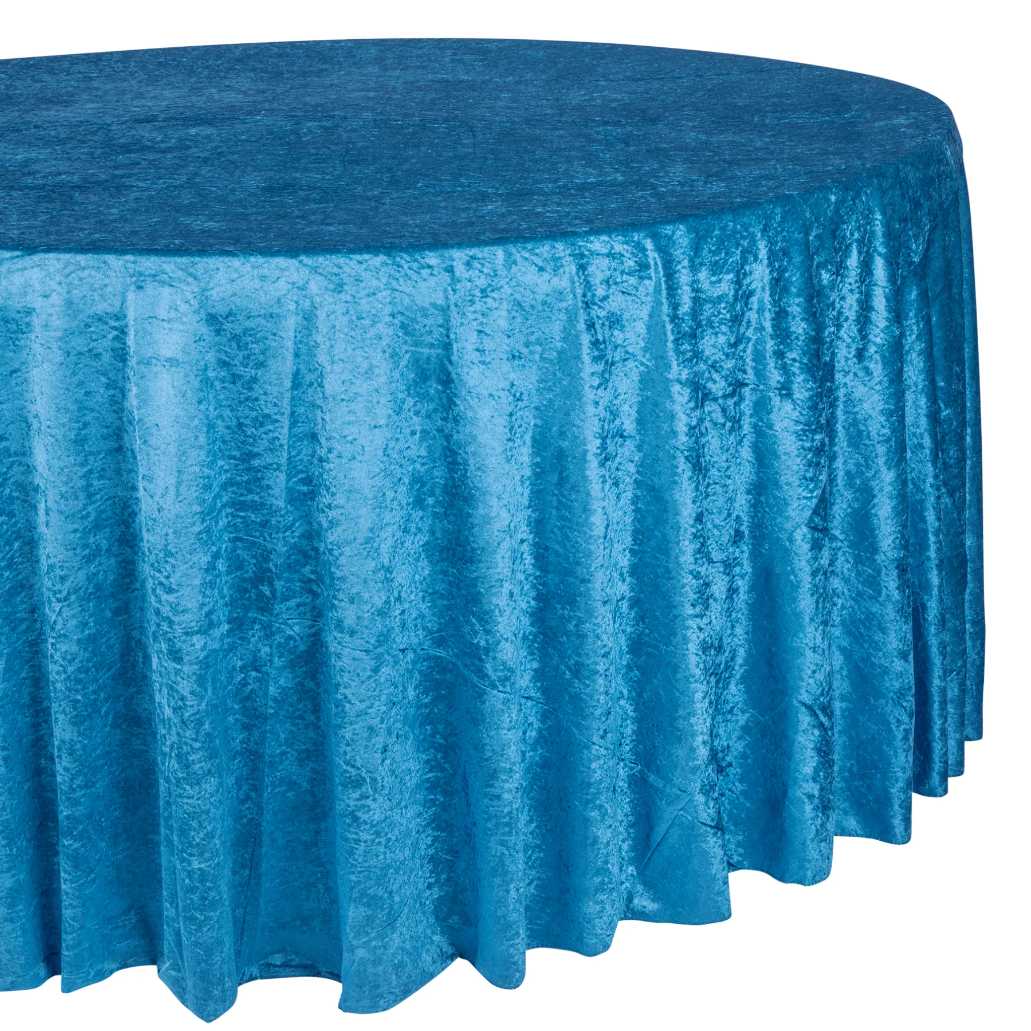 Velvet 120" Round Tablecloth - Dark Teal - Image 5