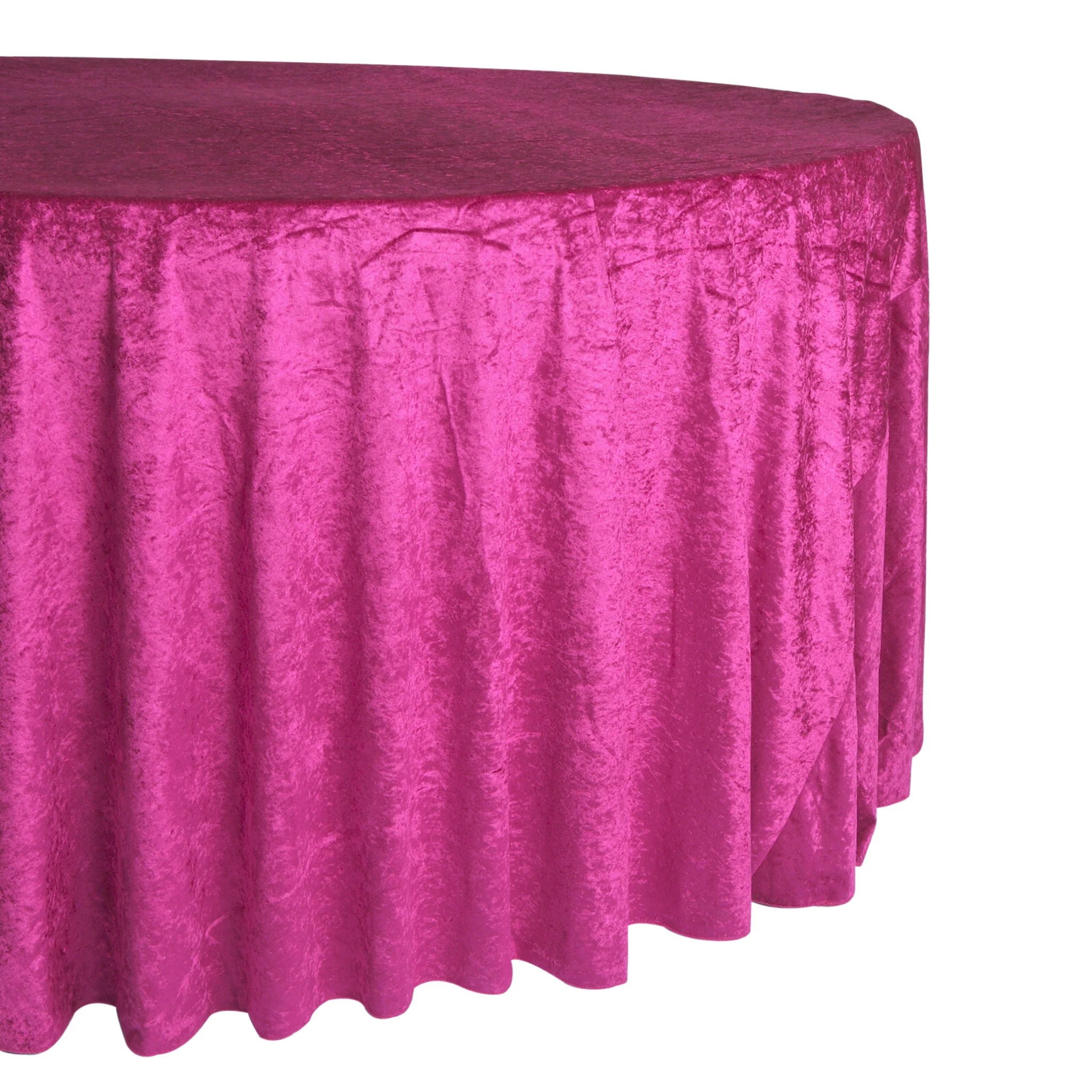Velvet 120" Round Tablecloth - Magenta - Image 2