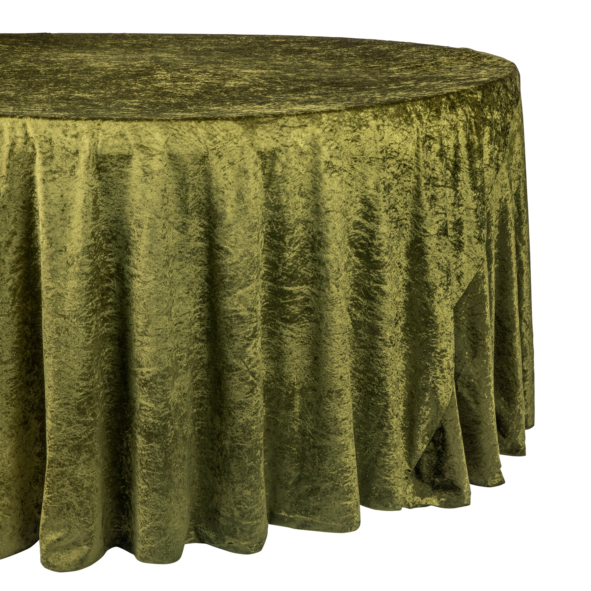 Velvet 120" Round Tablecloth - Olive Green - Image 8