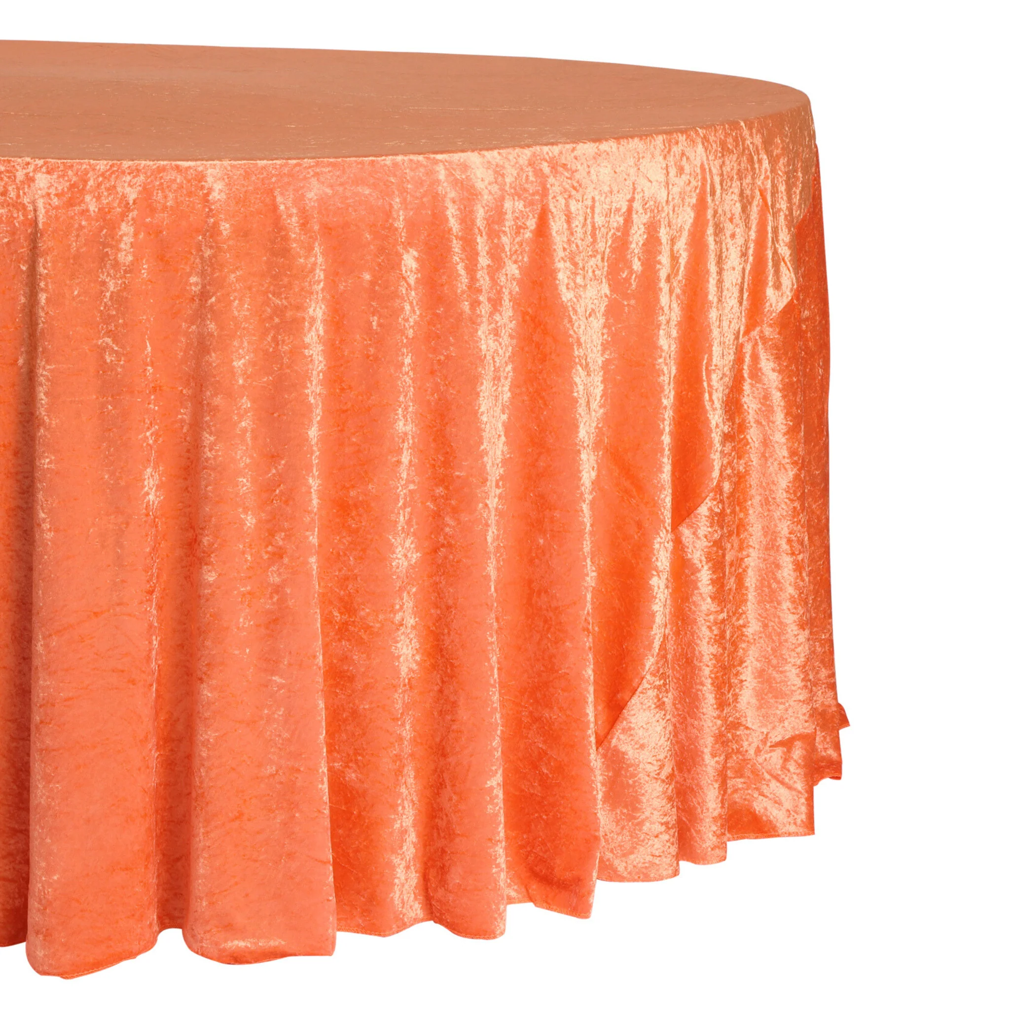 Velvet 120" Round Tablecloth - Orange - Image 4