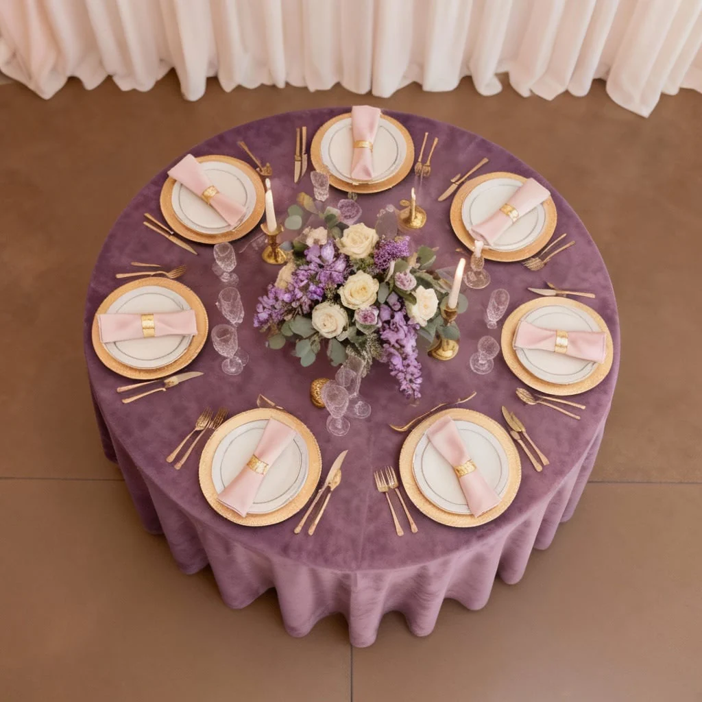 Velvet 120" Round Tablecloth - Wisteria - Image 3