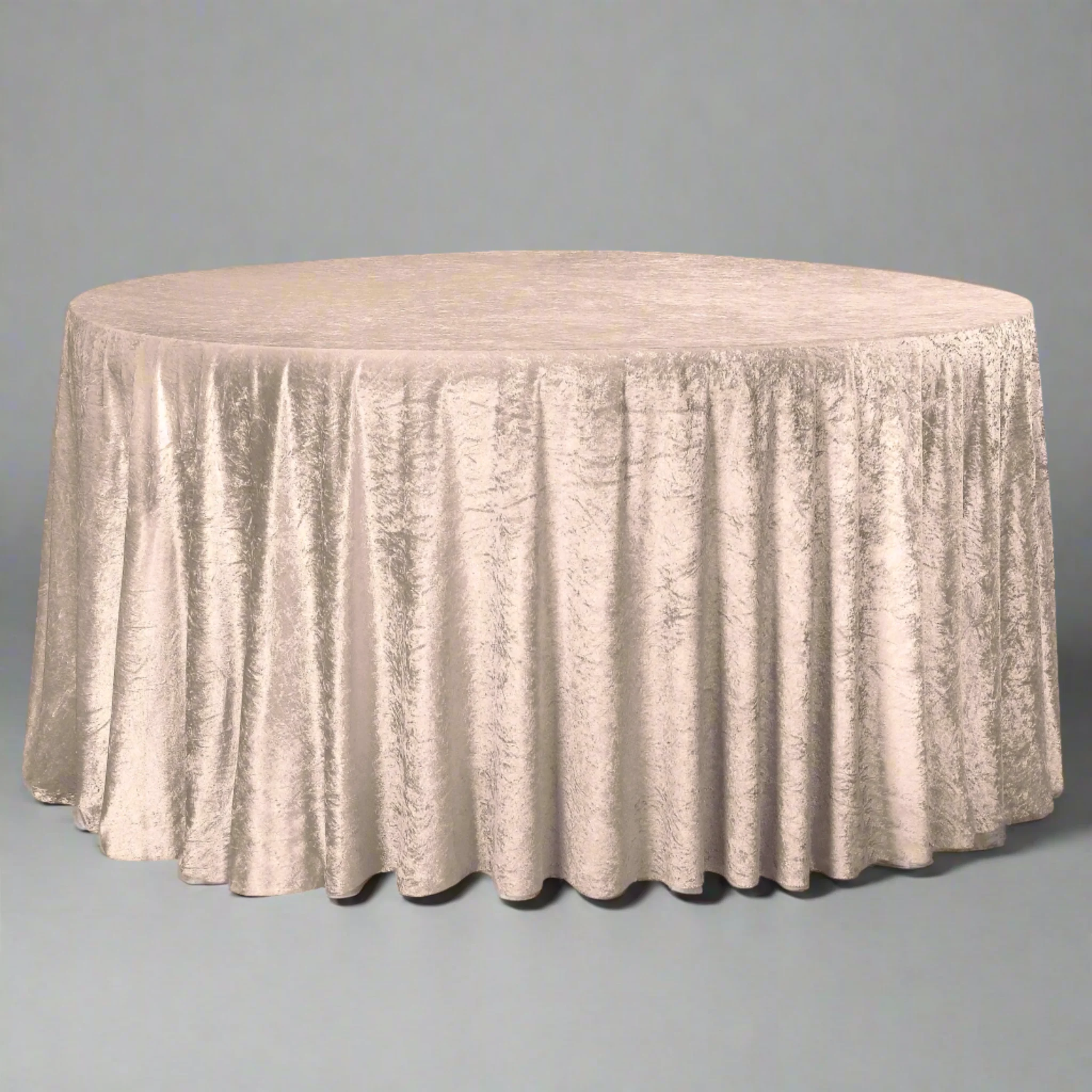 Velvet 120" Round Tablecloth - Beige - Image 5