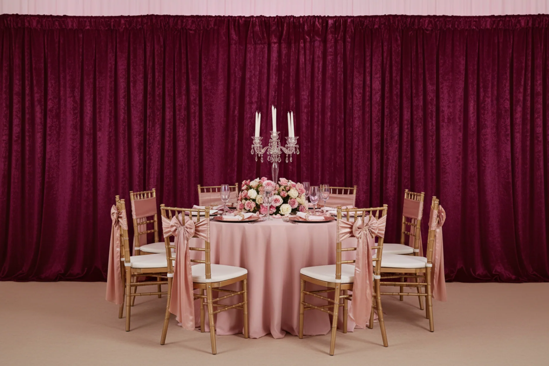 Velvet 12ft H x 52" W Drape/Backdrop Curtain Panel - Cabernet - Image 3