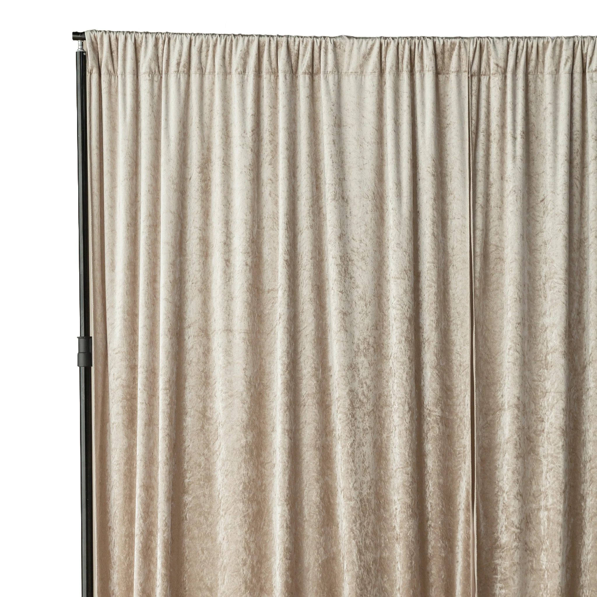 Velvet 12ft H x 52" W Drape/Backdrop Curtain Panel - Taupe