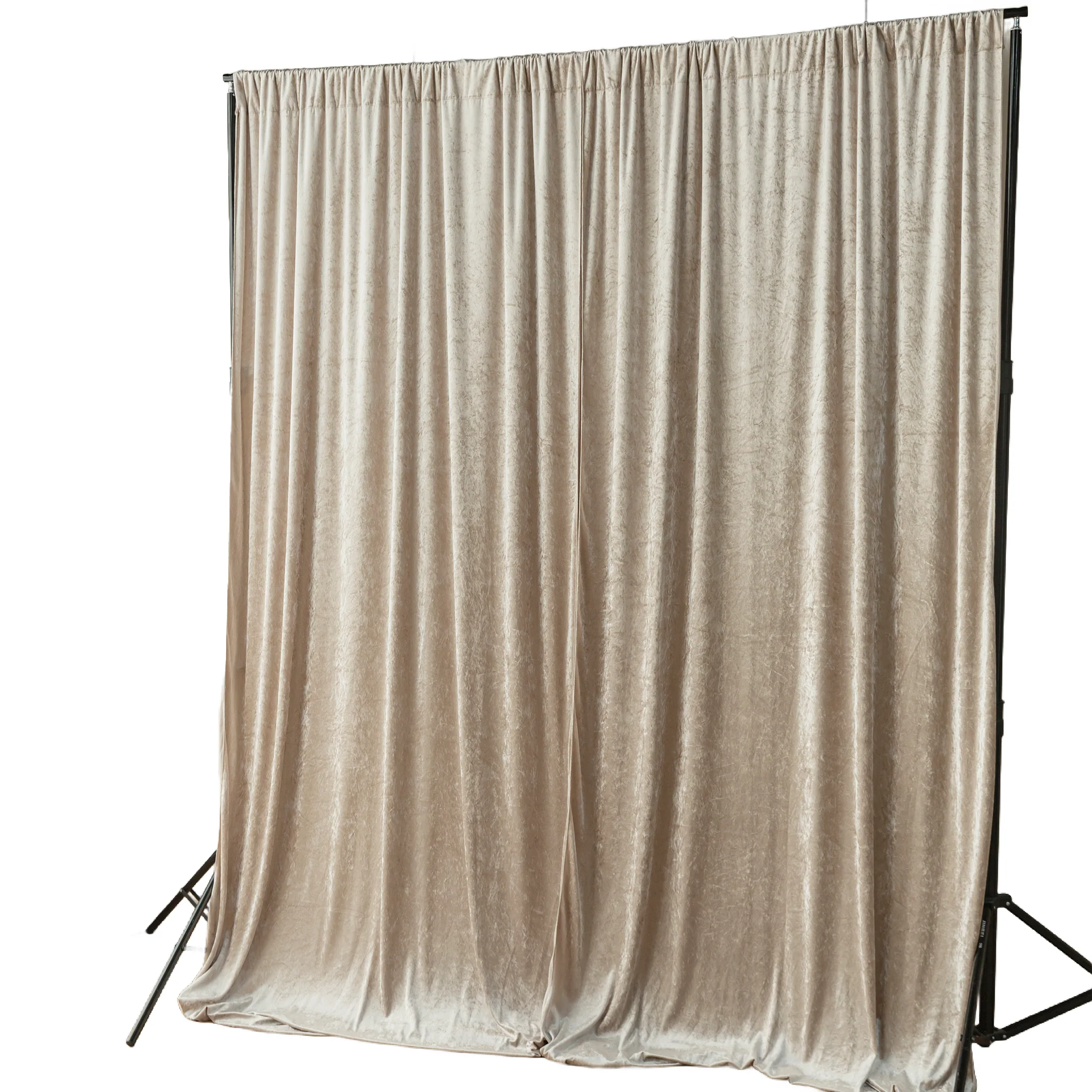 Velvet 12ft H x 52" W Drape/Backdrop Curtain Panel - Taupe - Image 5