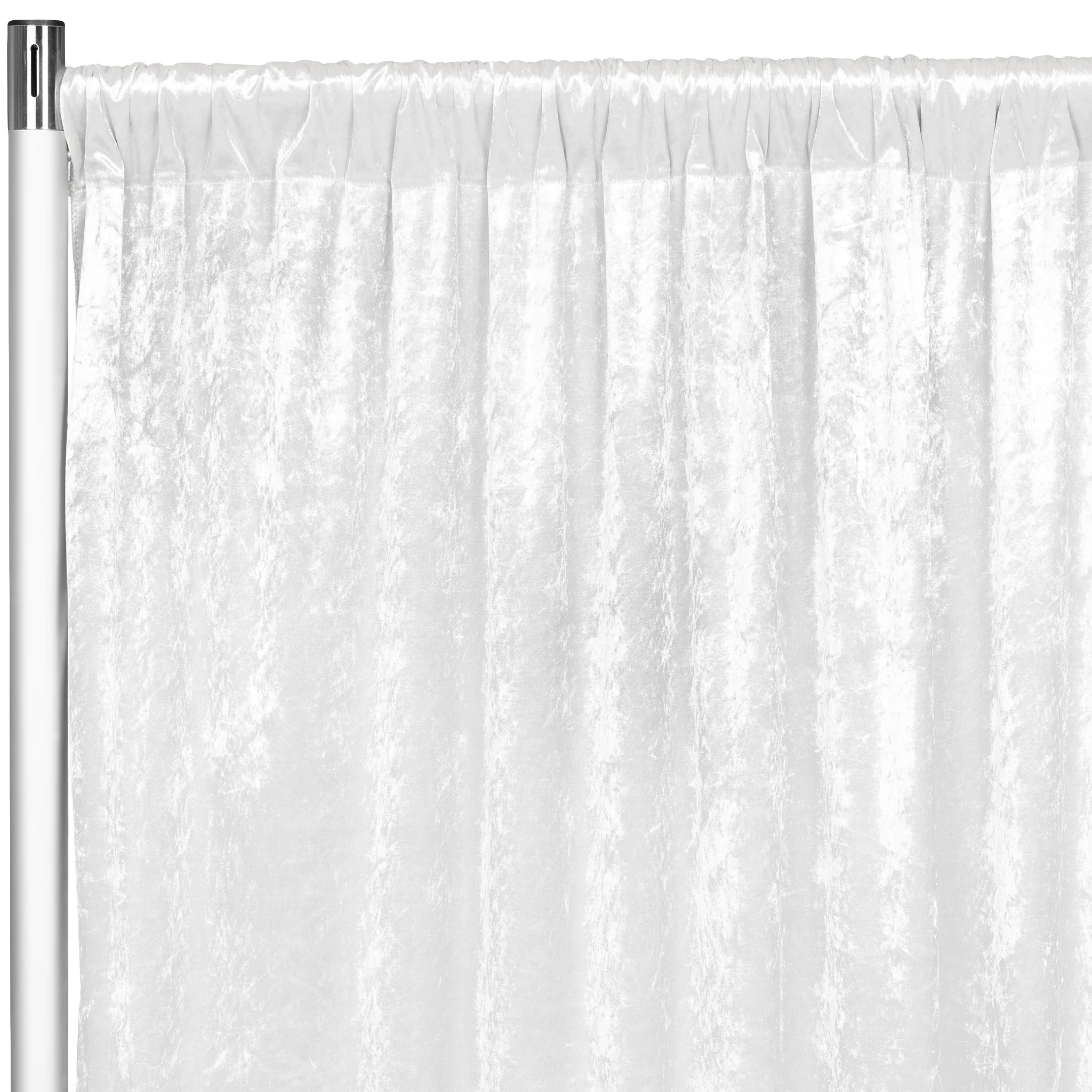 Velvet 12ft H x 118" W Drape/Backdrop Curtain Panel - White