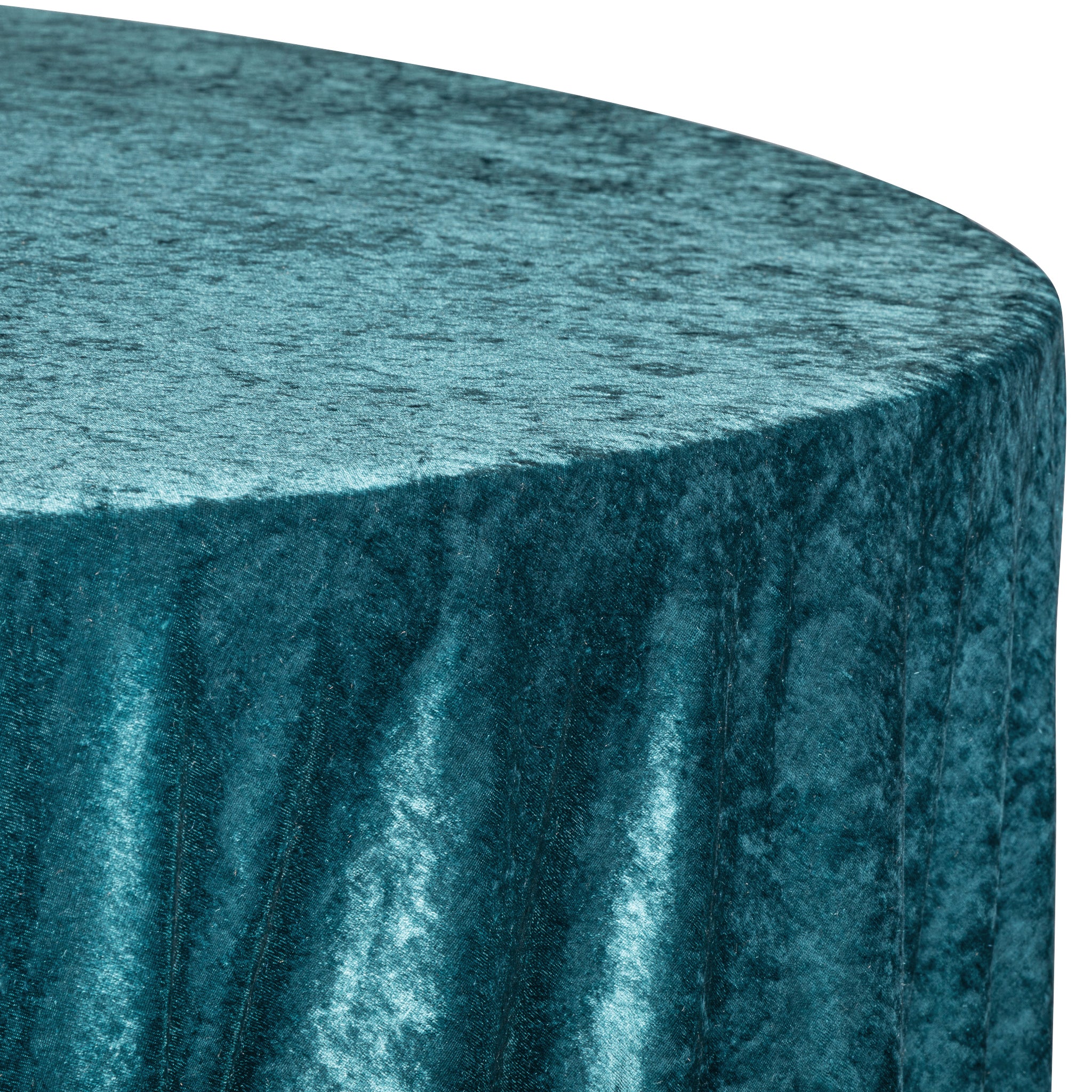 Velvet 132" Round Tablecloth - Dark Turquoise - Image 5