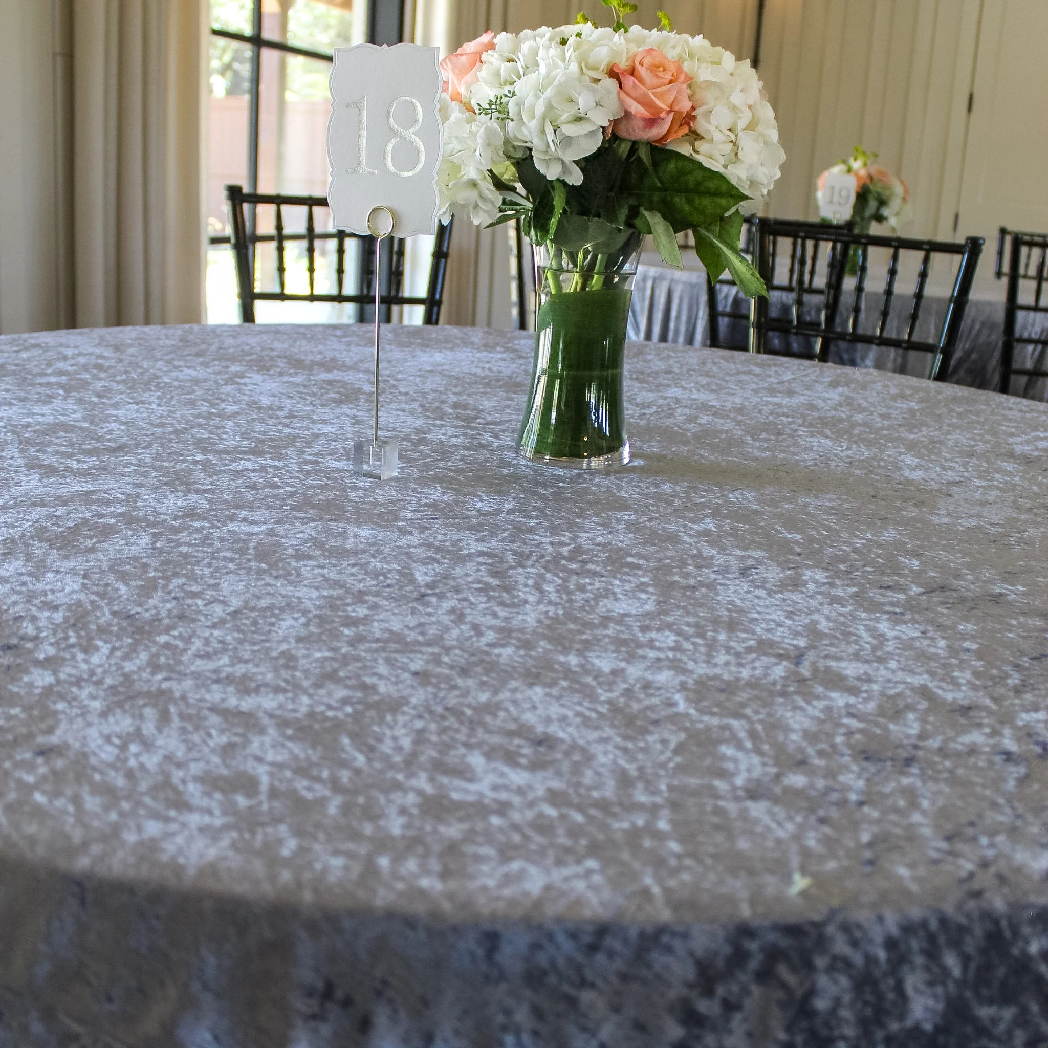 Velvet 132" Round Tablecloth - Dusty Blue - Image 3