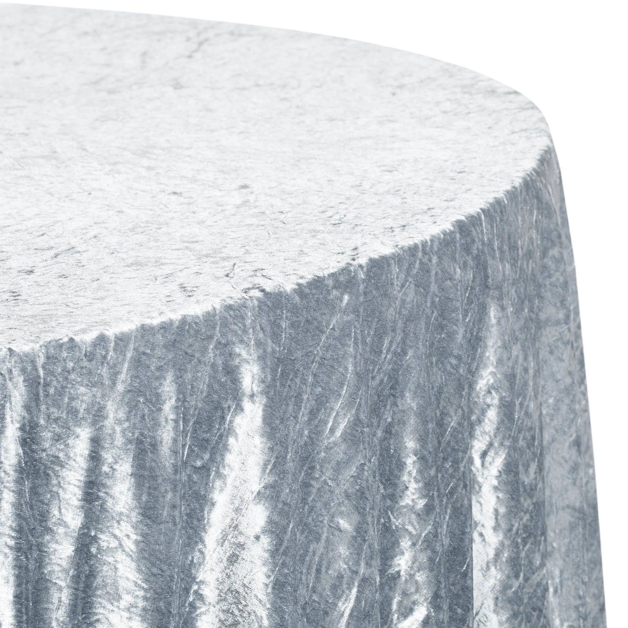 Velvet 132" Round Tablecloth - Dusty Blue - Image 5