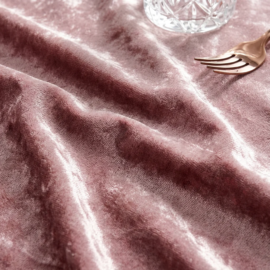 Velvet 132" Round Tablecloth - Dusty Rose/Mauve - Image 5