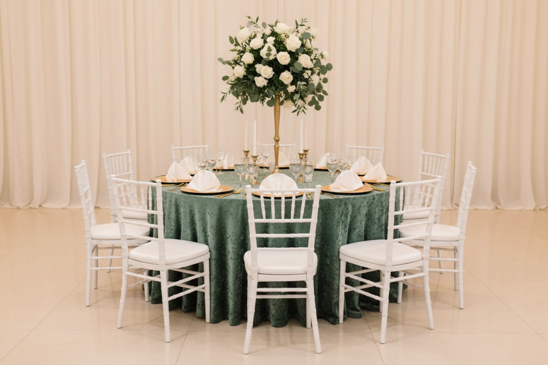 Velvet 132" Round Tablecloth - Eucalyptus - Image 2
