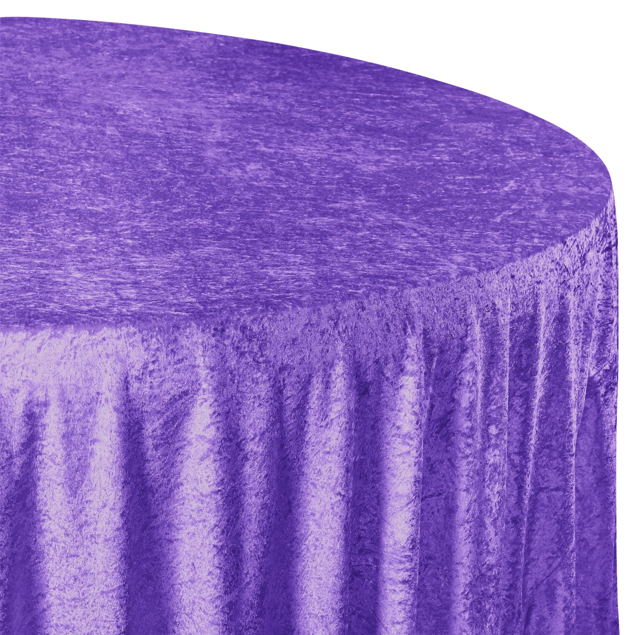 Velvet 132" Round Tablecloth - Purple - Image 5