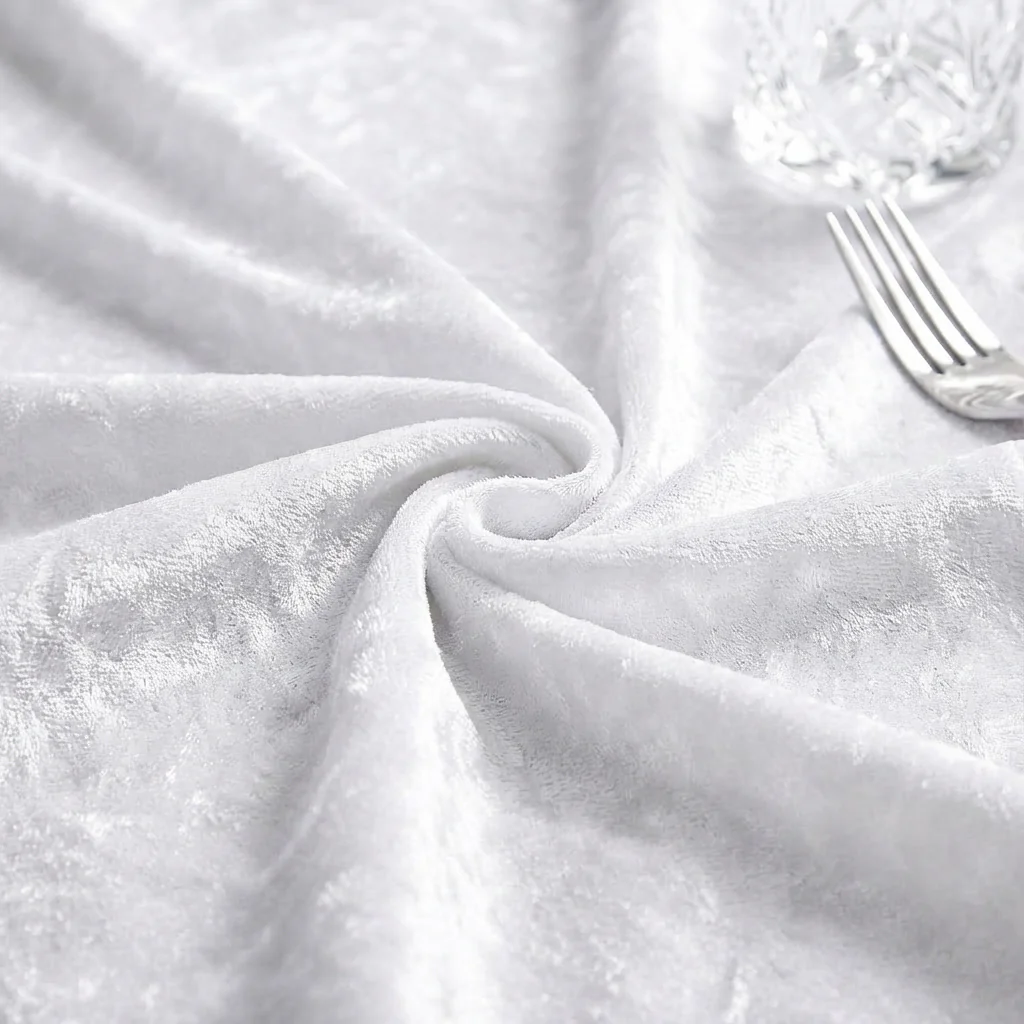 Velvet 132" Round Tablecloth - White - Image 5