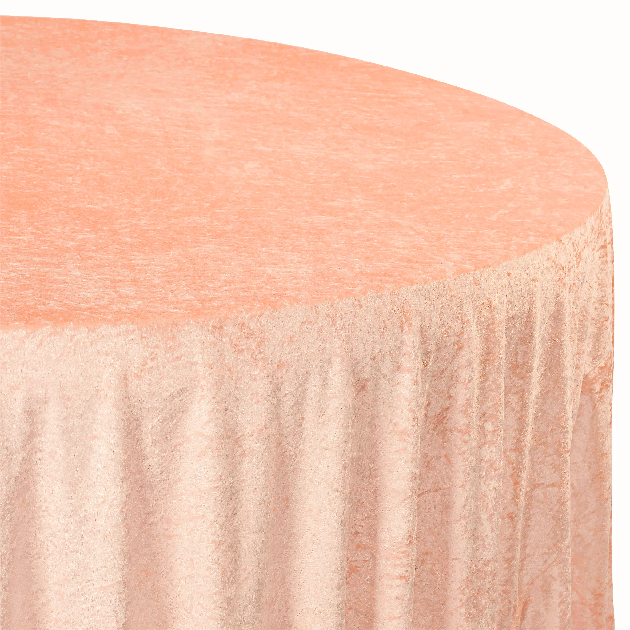 Velvet 132" Round Tablecloth - Peach - Image 3
