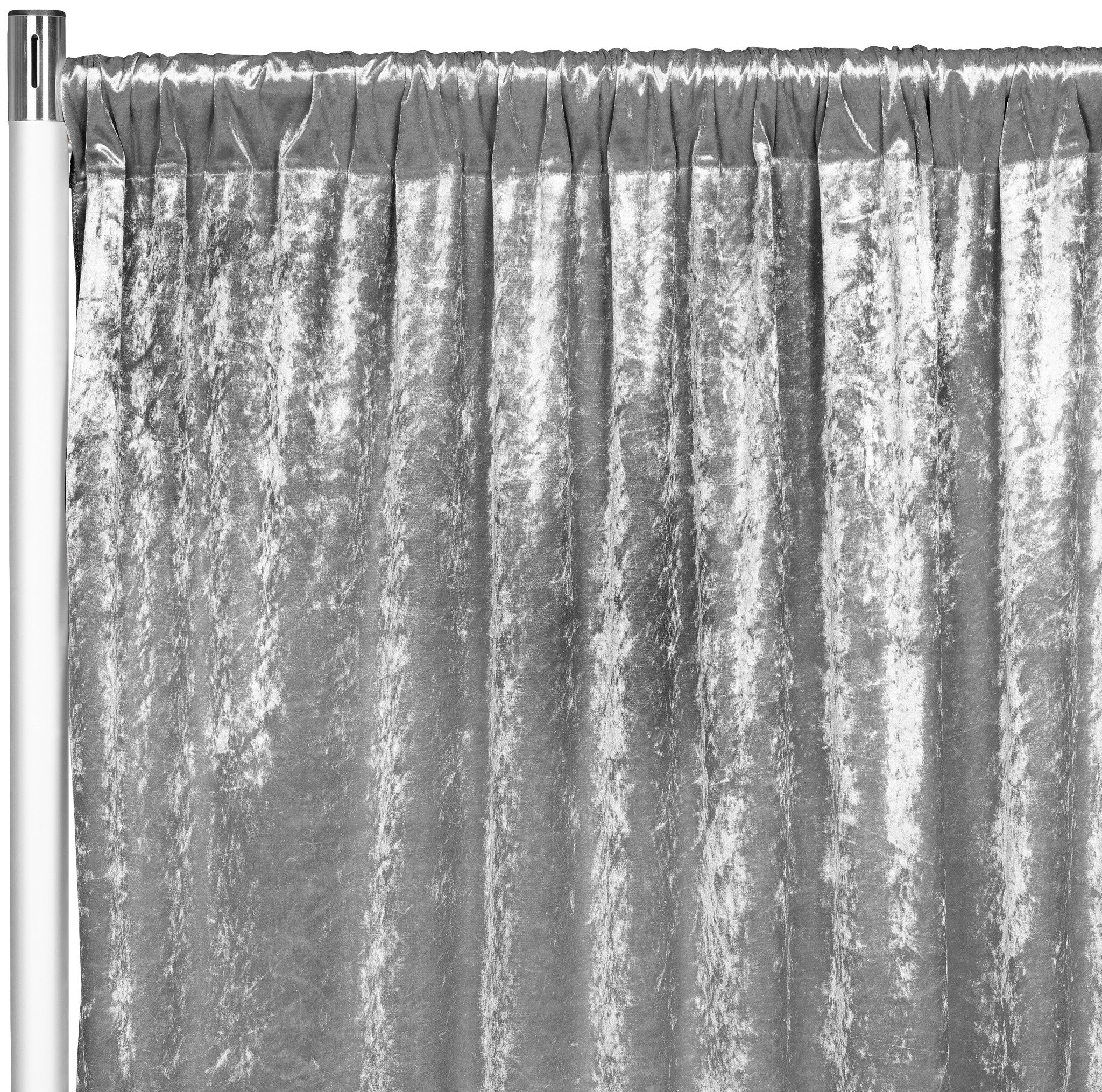 Velvet 14ft H x 52" W Drape/Backdrop Curtain Panel - Silver