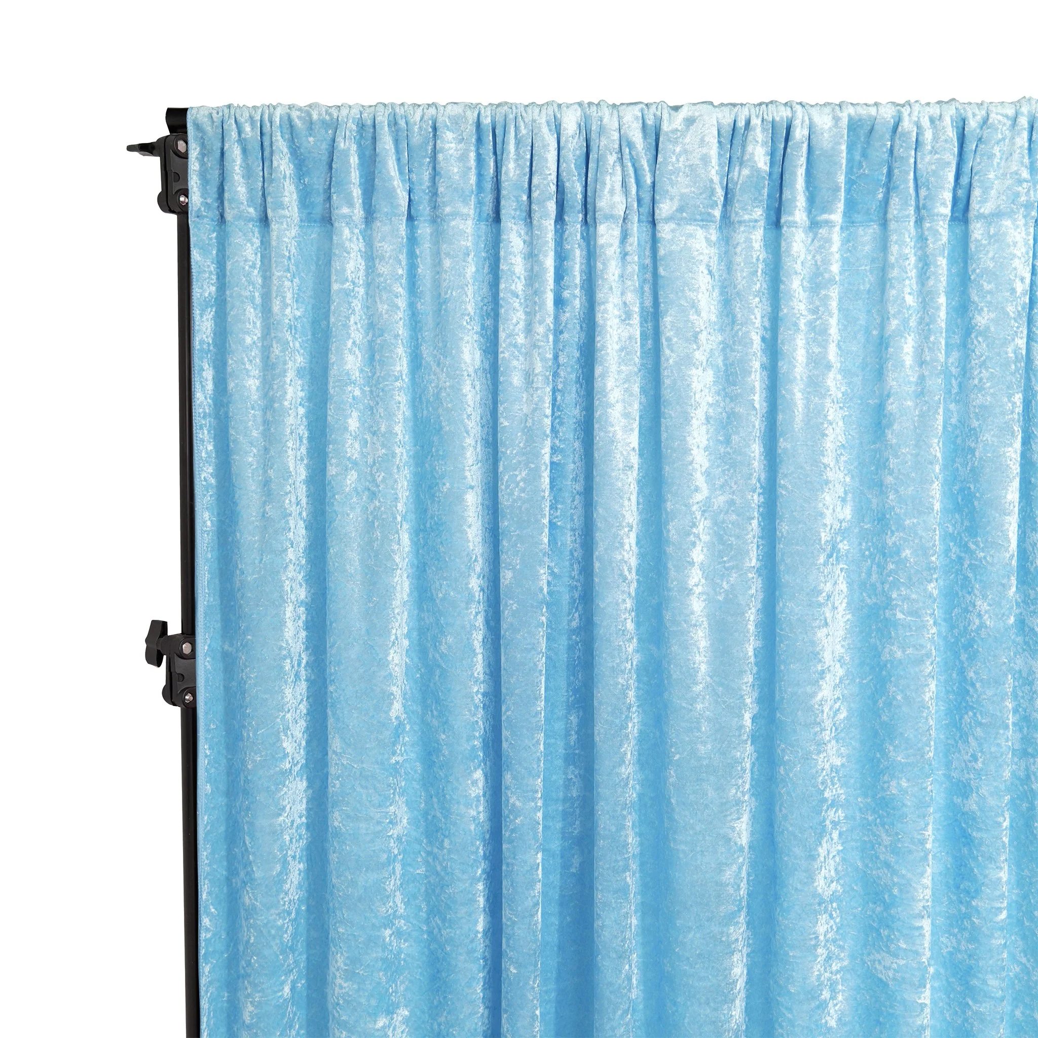 Velvet 14ft H x 118" W Drape/Backdrop Curtain Panel - Baby Blue