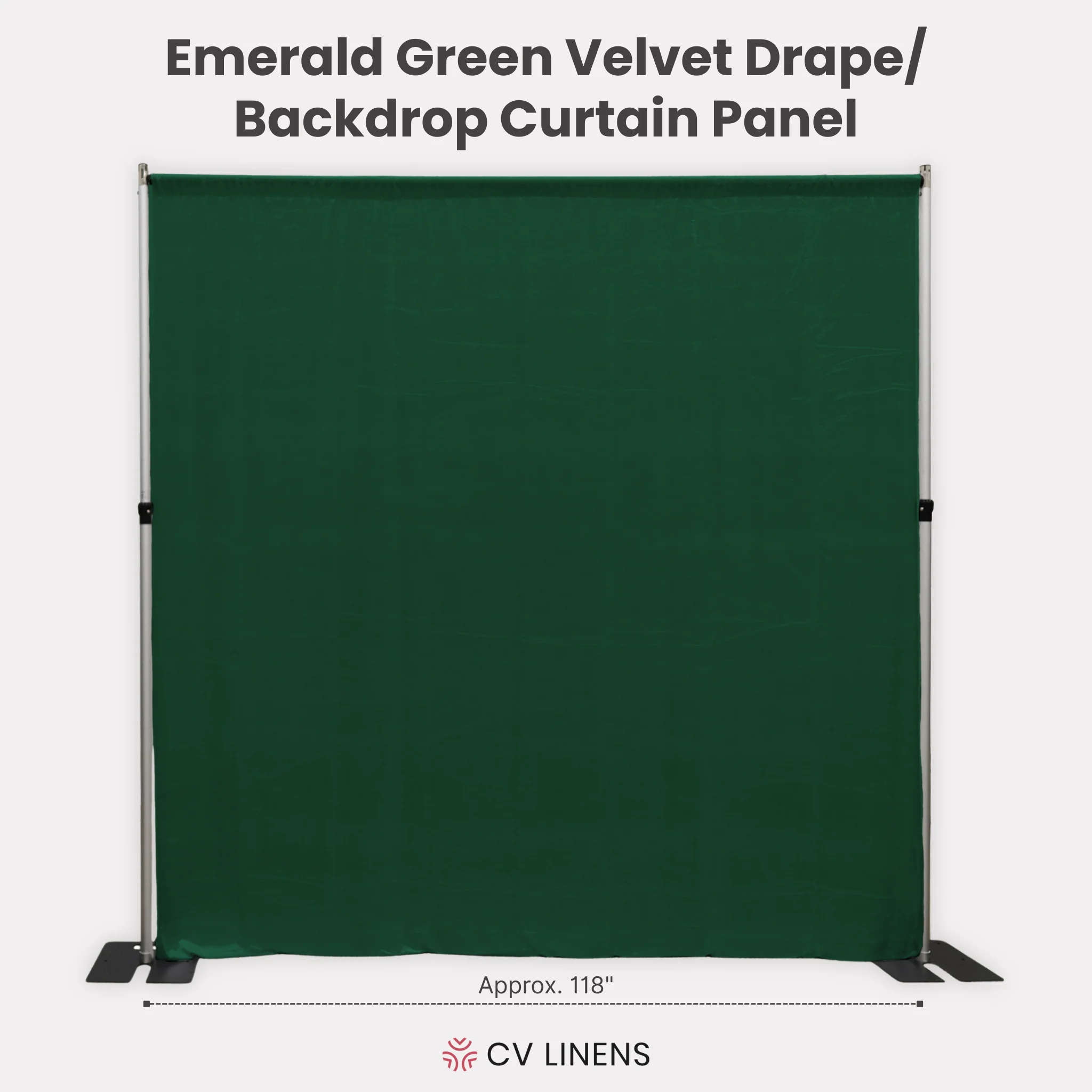 Velvet 14ft H x 118" W Drape/Backdrop Curtain Panel - Emerald Green - Image 2